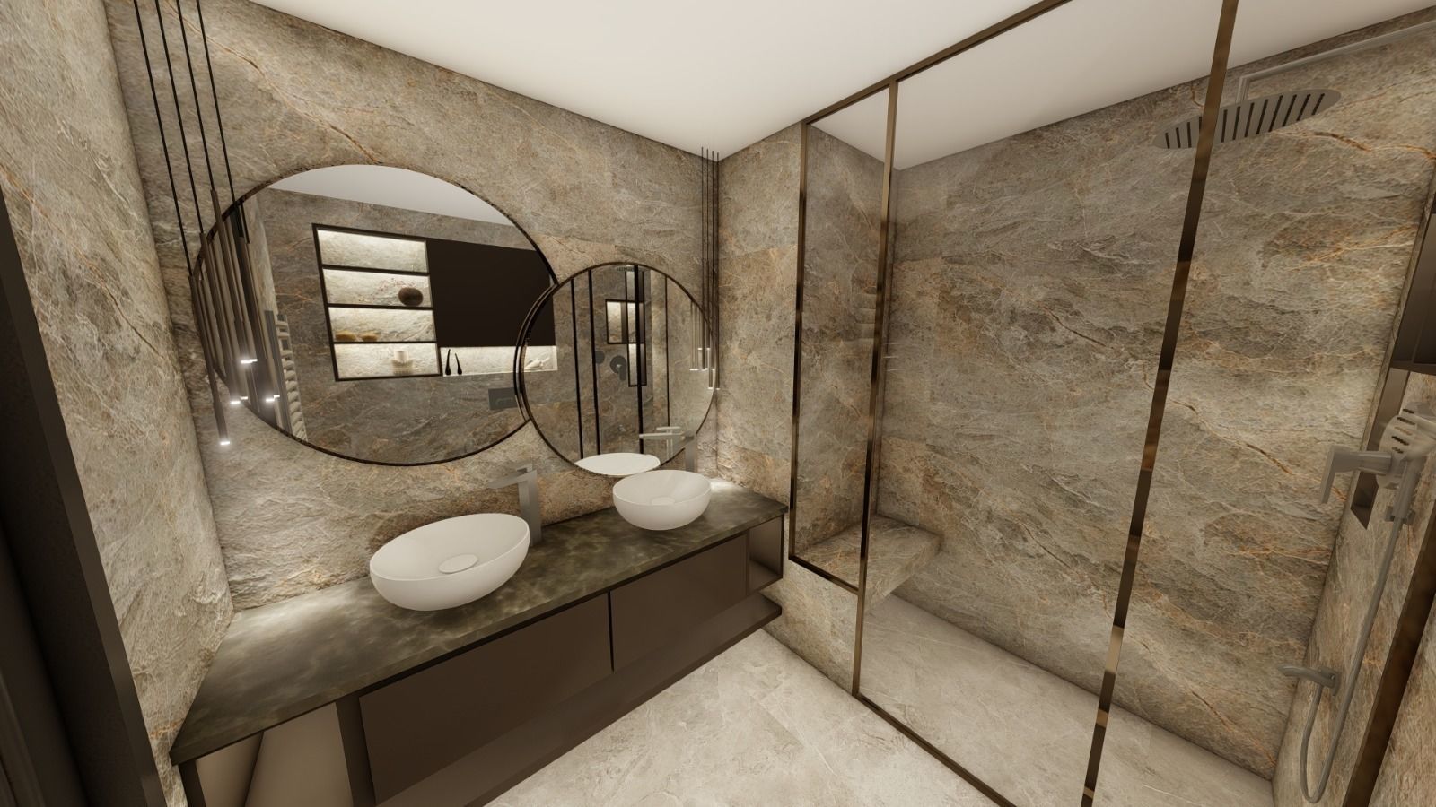 Modern Double Sink Vanity Unit A02 3D model_2