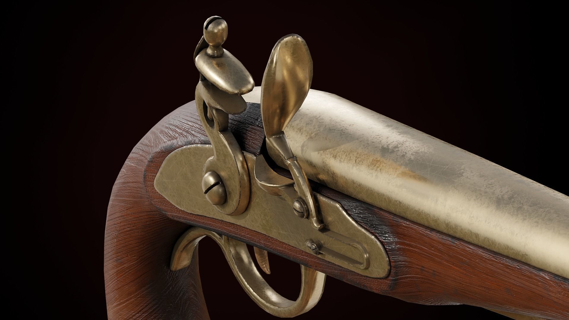 Flintlock Pistol Low-poly 3D model_7