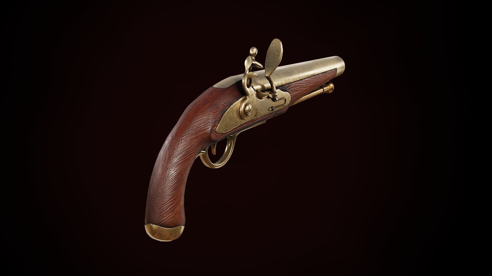 Flintlock Pistol Low-poly 3D model_3
