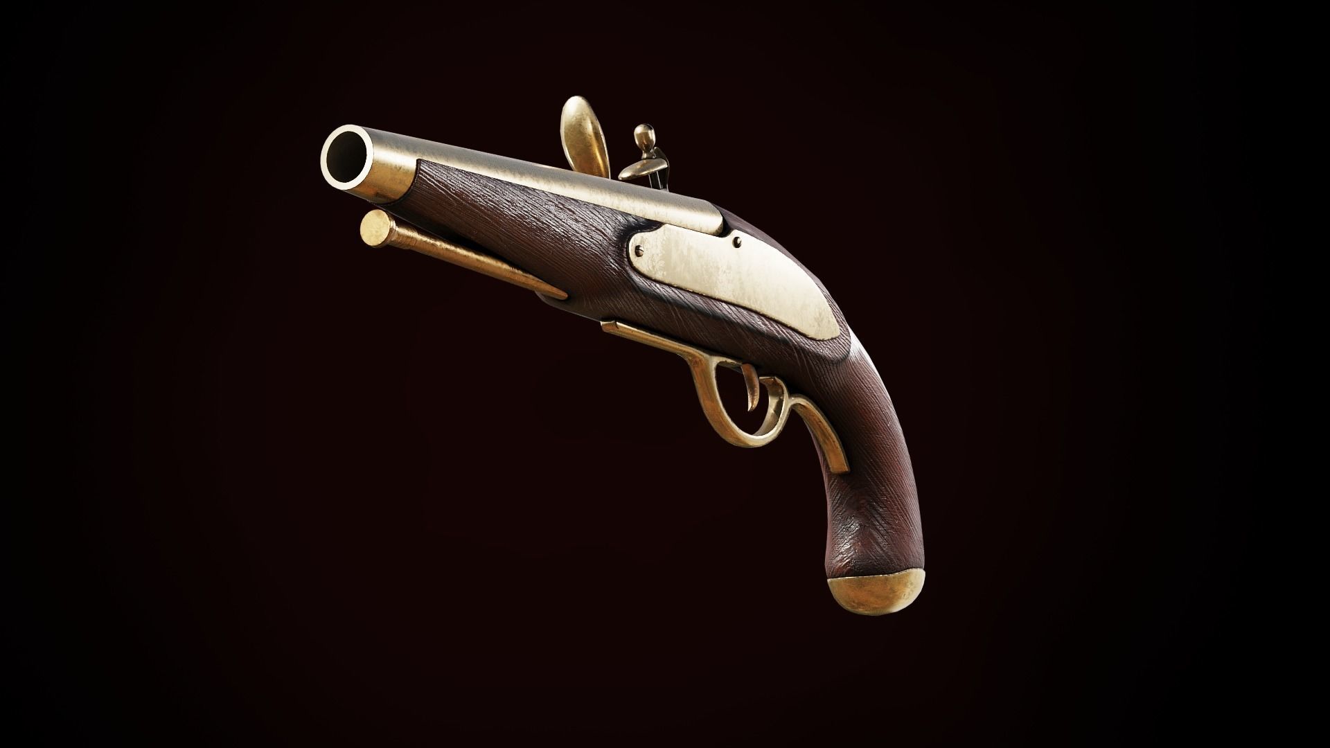 Flintlock Pistol Low-poly 3D model_2