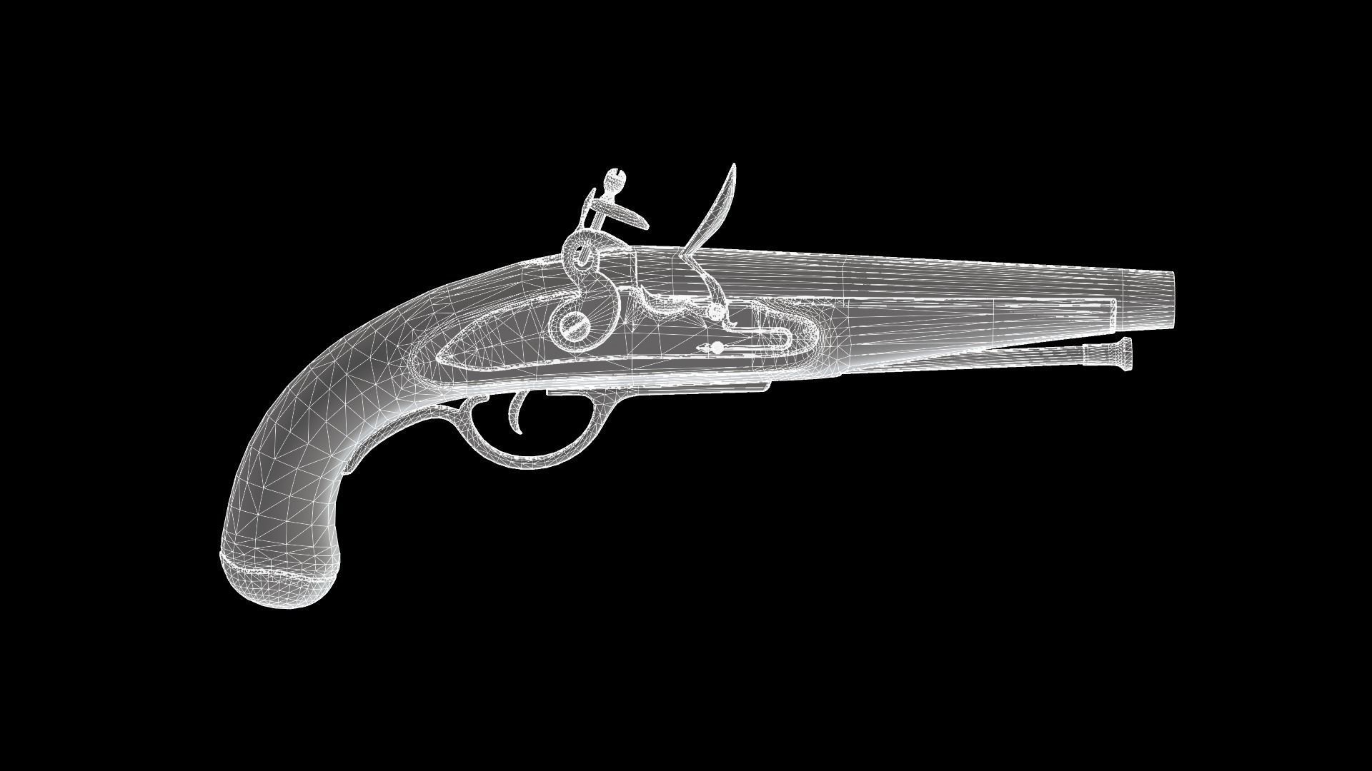 Flintlock Pistol Low-poly 3D model_4