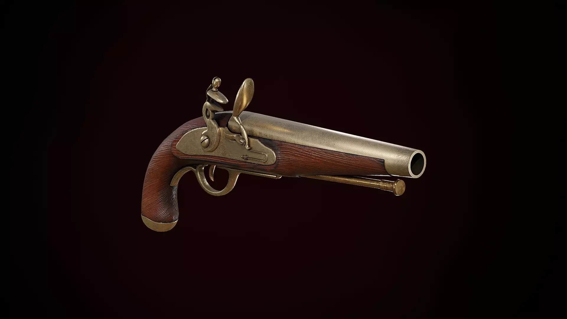 Flintlock Pistol Low-poly 3D model_0