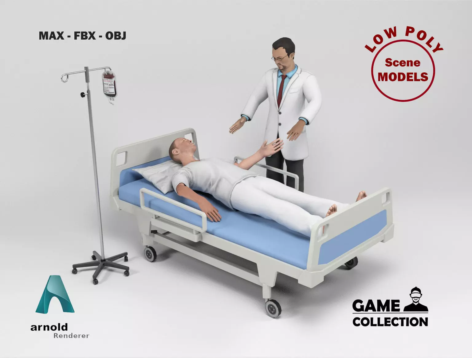 Doctor and Patient Scene 1 Low-poly 3D model_0