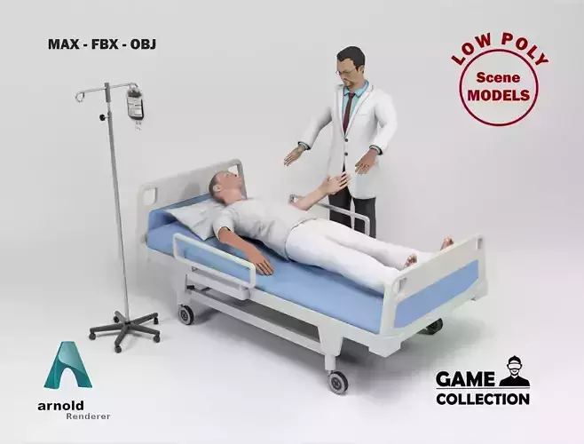 Doctor and Patient Scene 1 Low-poly 3D model