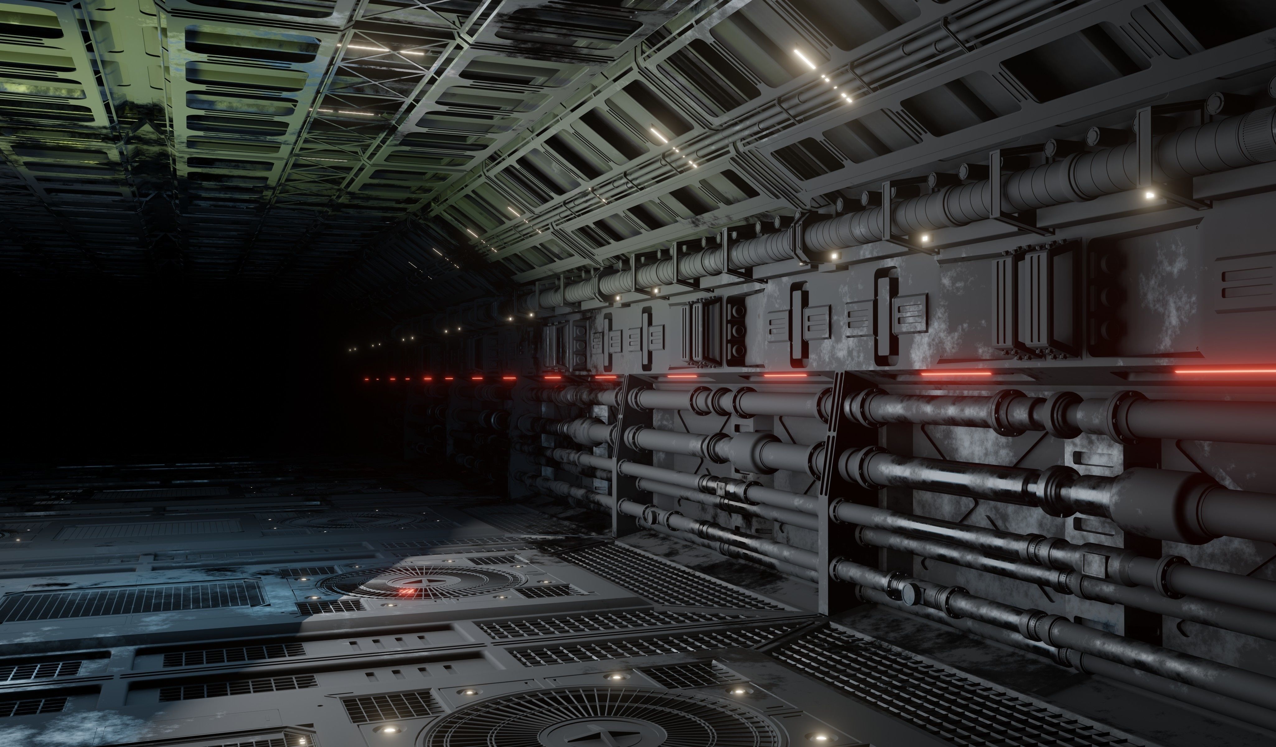 Sci-fi interior great hall 3D model_9
