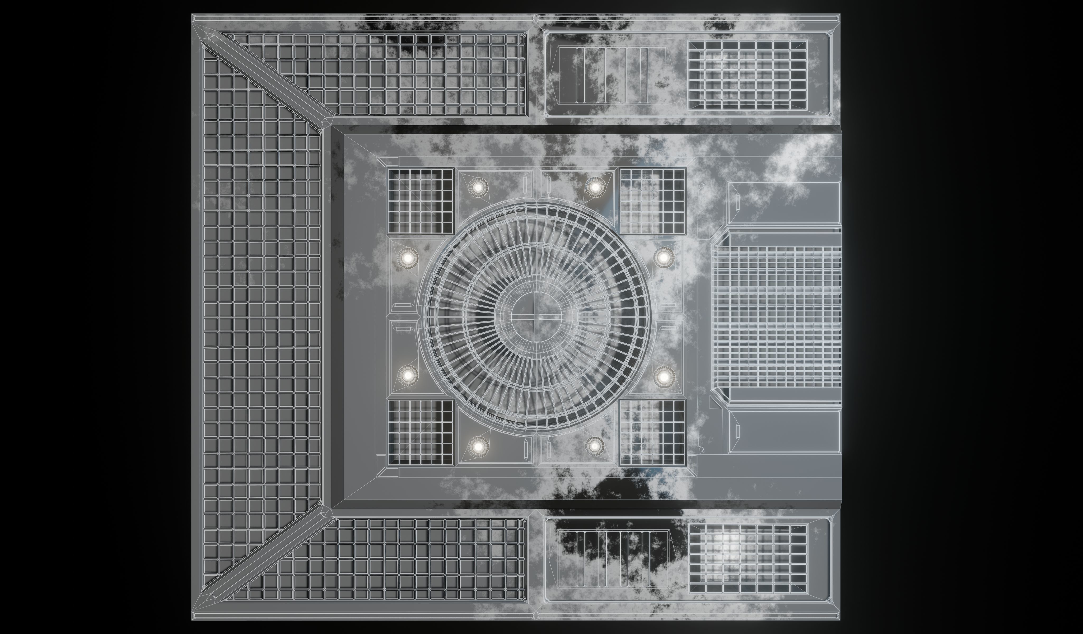 Sci-fi interior great hall 3D model_8