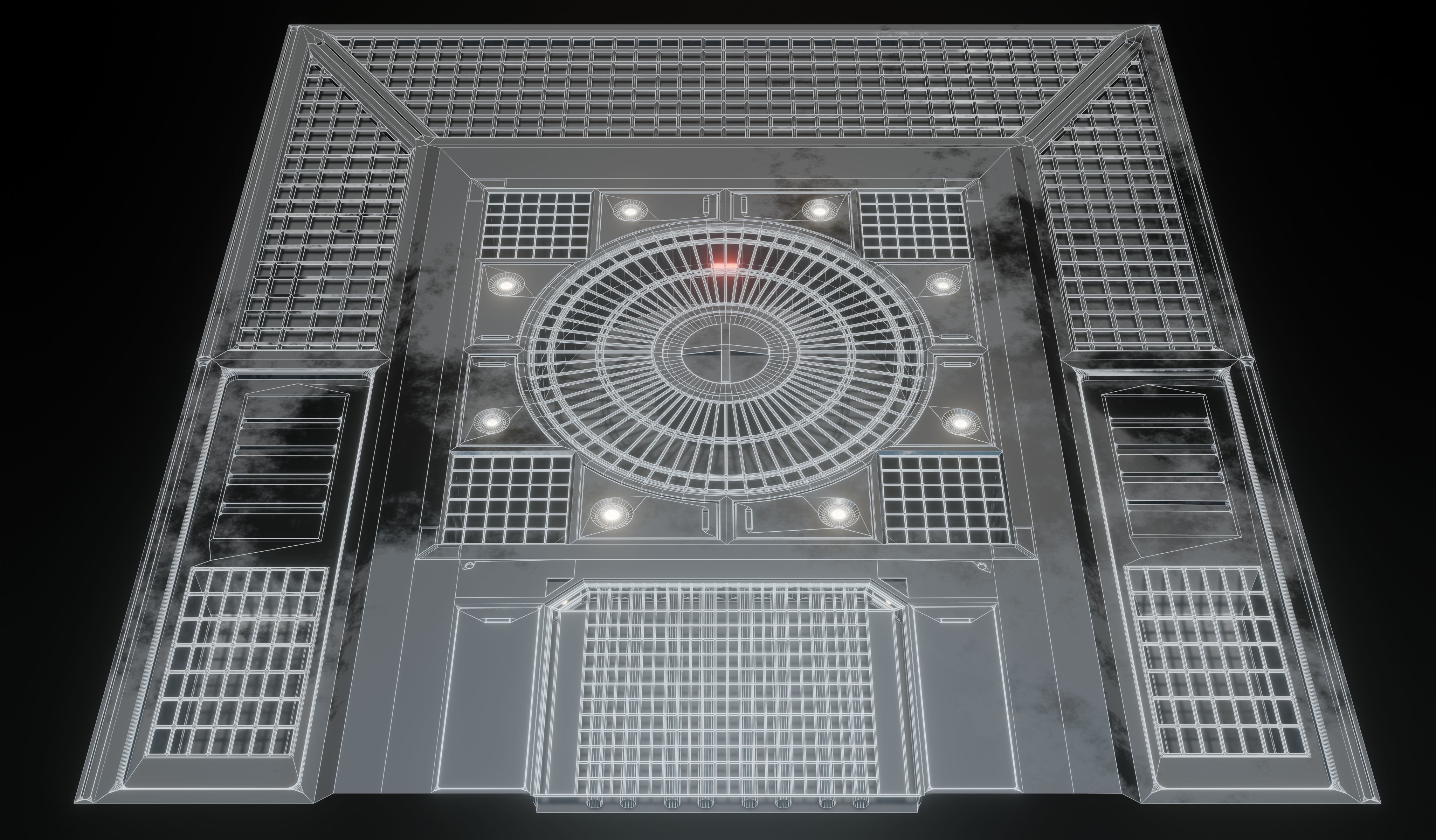 Sci-fi interior great hall 3D model_7