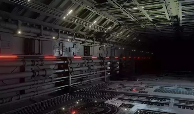 Sci-fi interior great hall 3D model