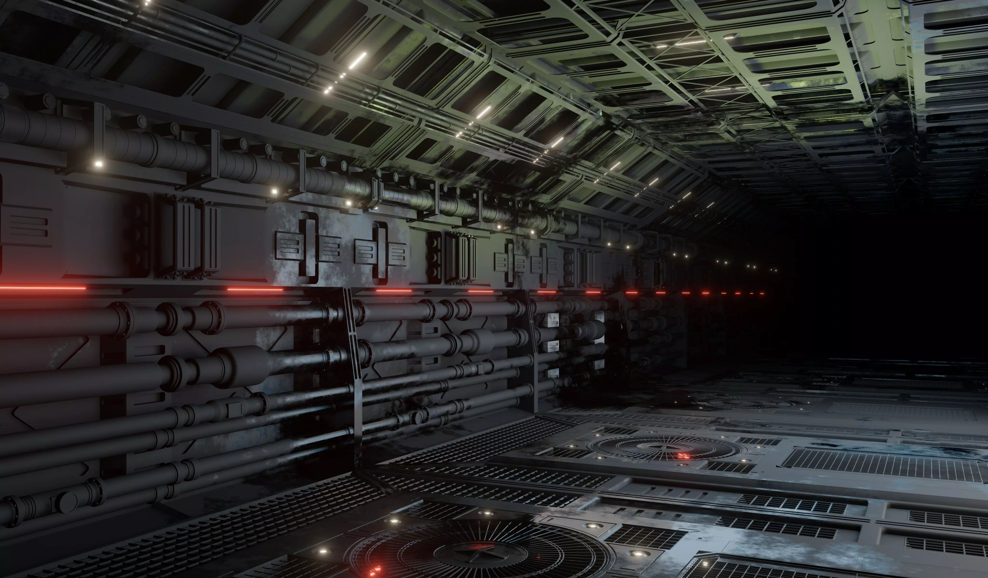 Sci-fi interior great hall 3D model_0
