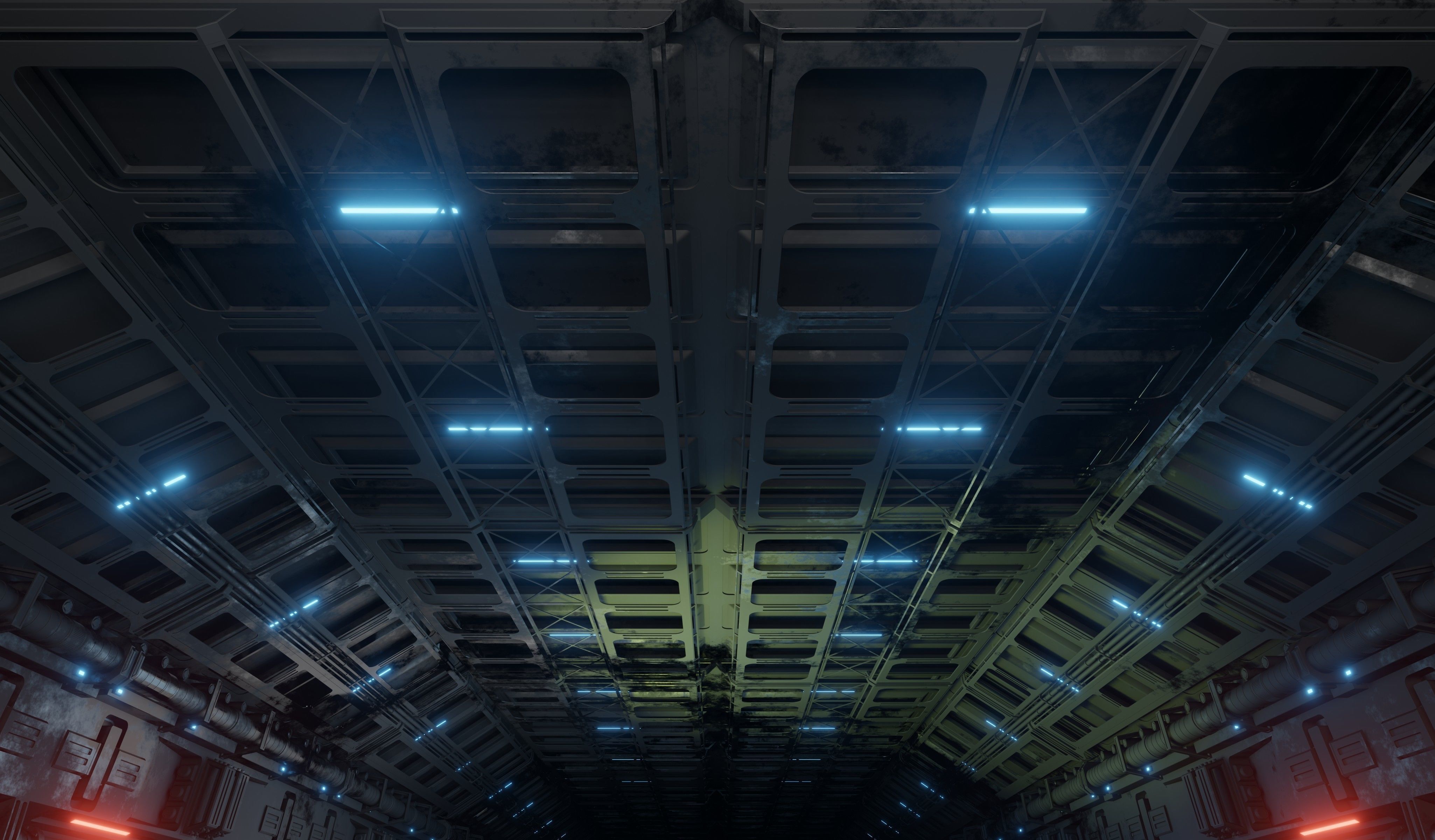 Sci-fi interior great hall 3D model_12