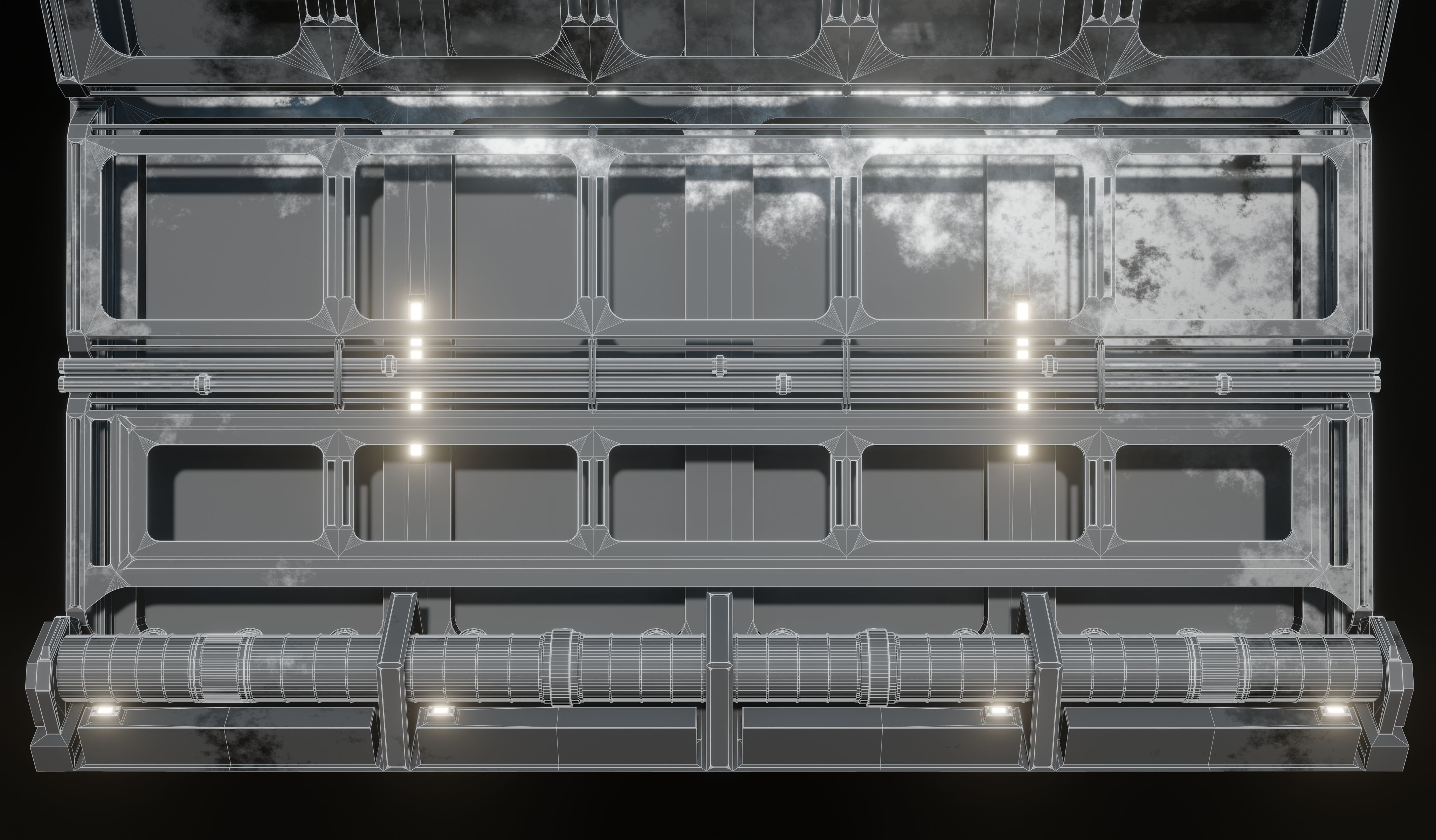 Sci-fi interior great hall 3D model_6