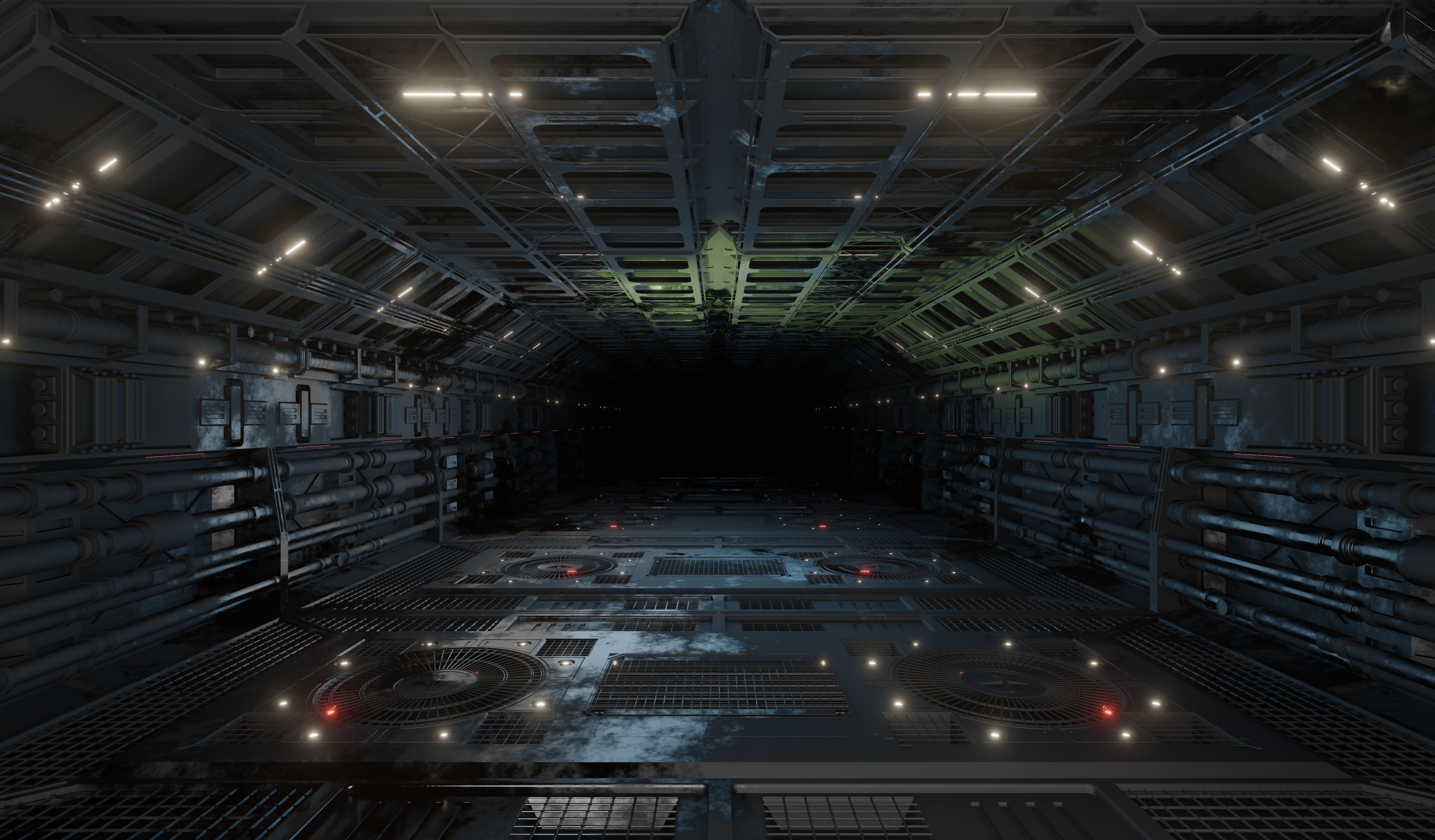 Sci-fi interior great hall 3D model_10