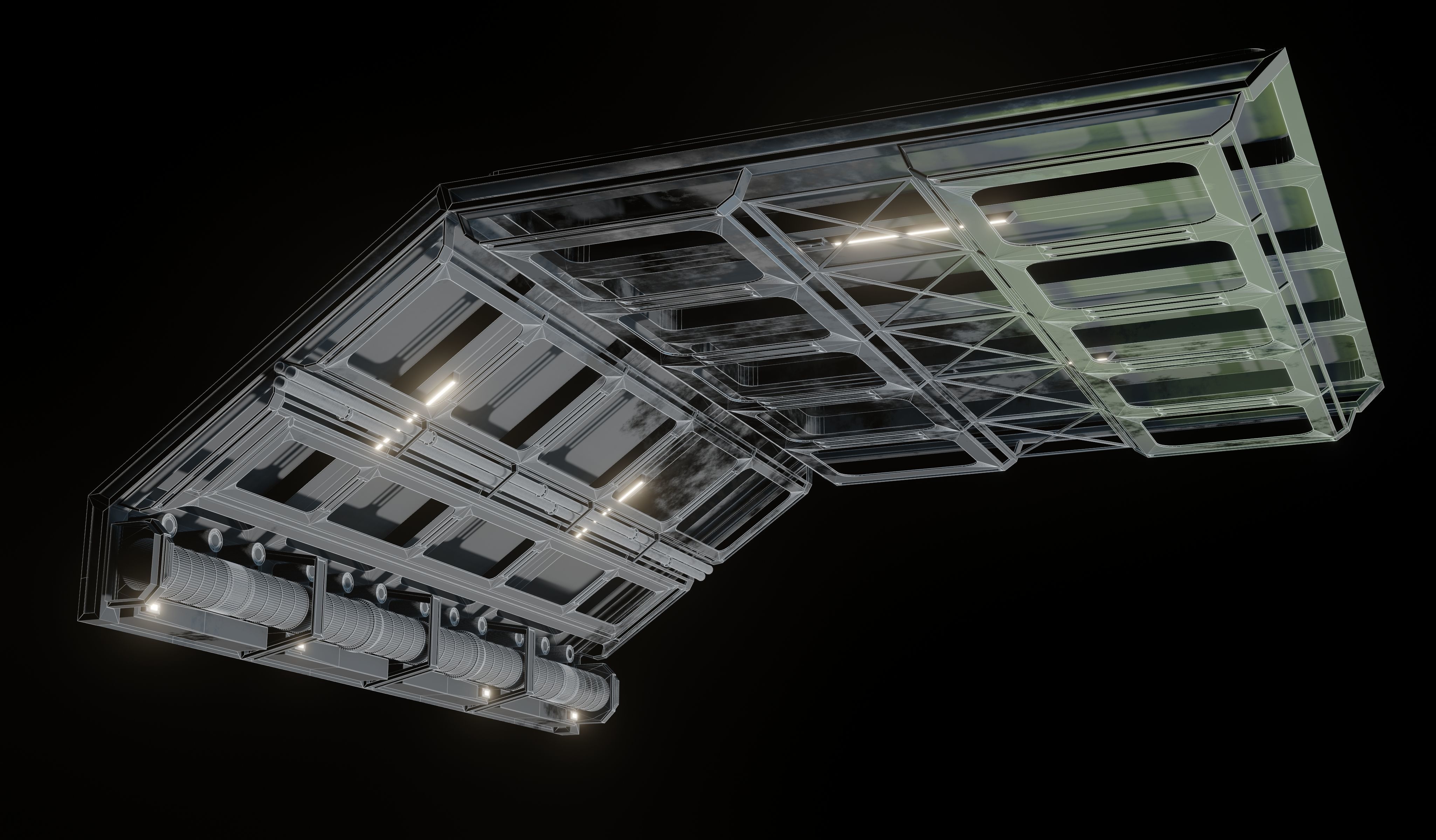 Sci-fi interior great hall 3D model_1