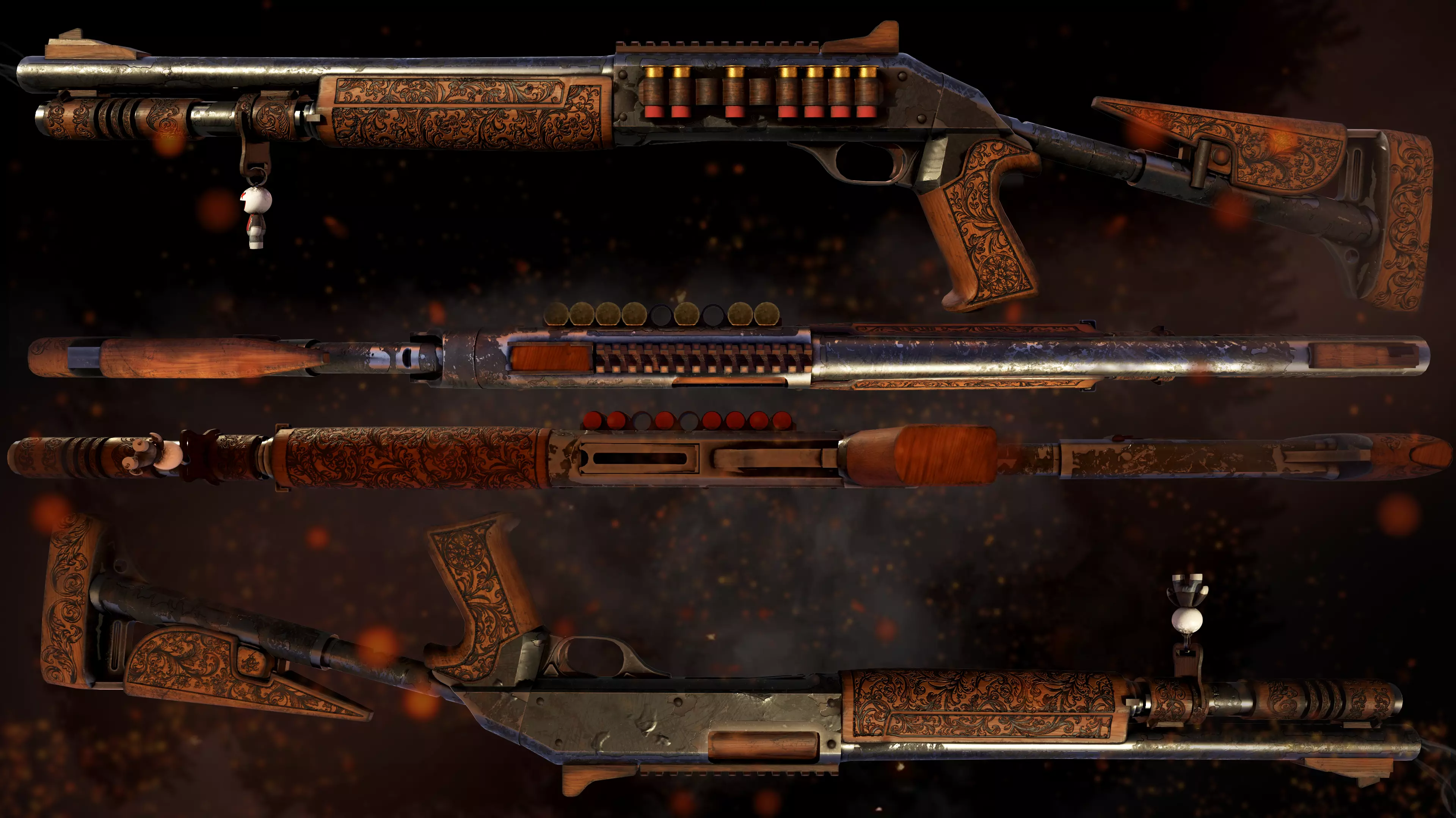 Custom Benelli M4 Tactical Shotgun Low-poly 3D model_0