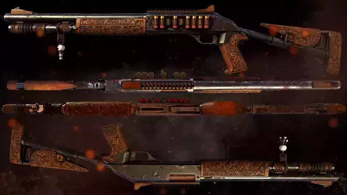 Custom Benelli M4 Tactical Shotgun Low-poly 3D model