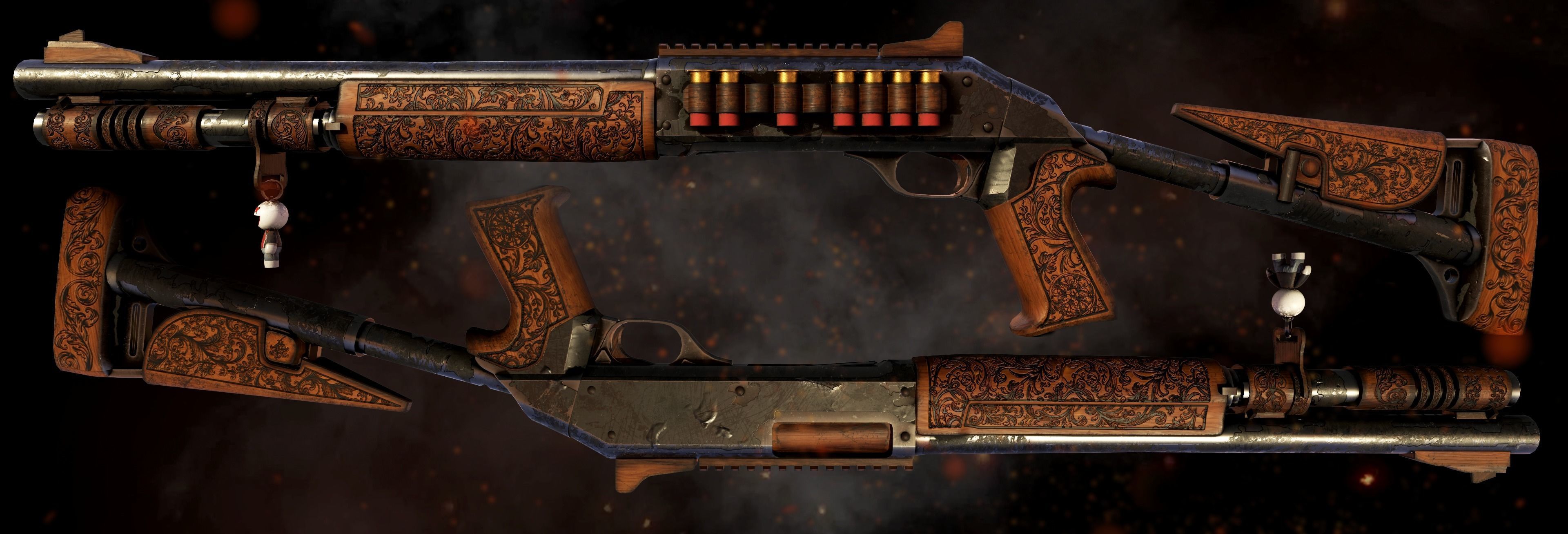 Custom Benelli M4 Tactical Shotgun Low-poly 3D model_1