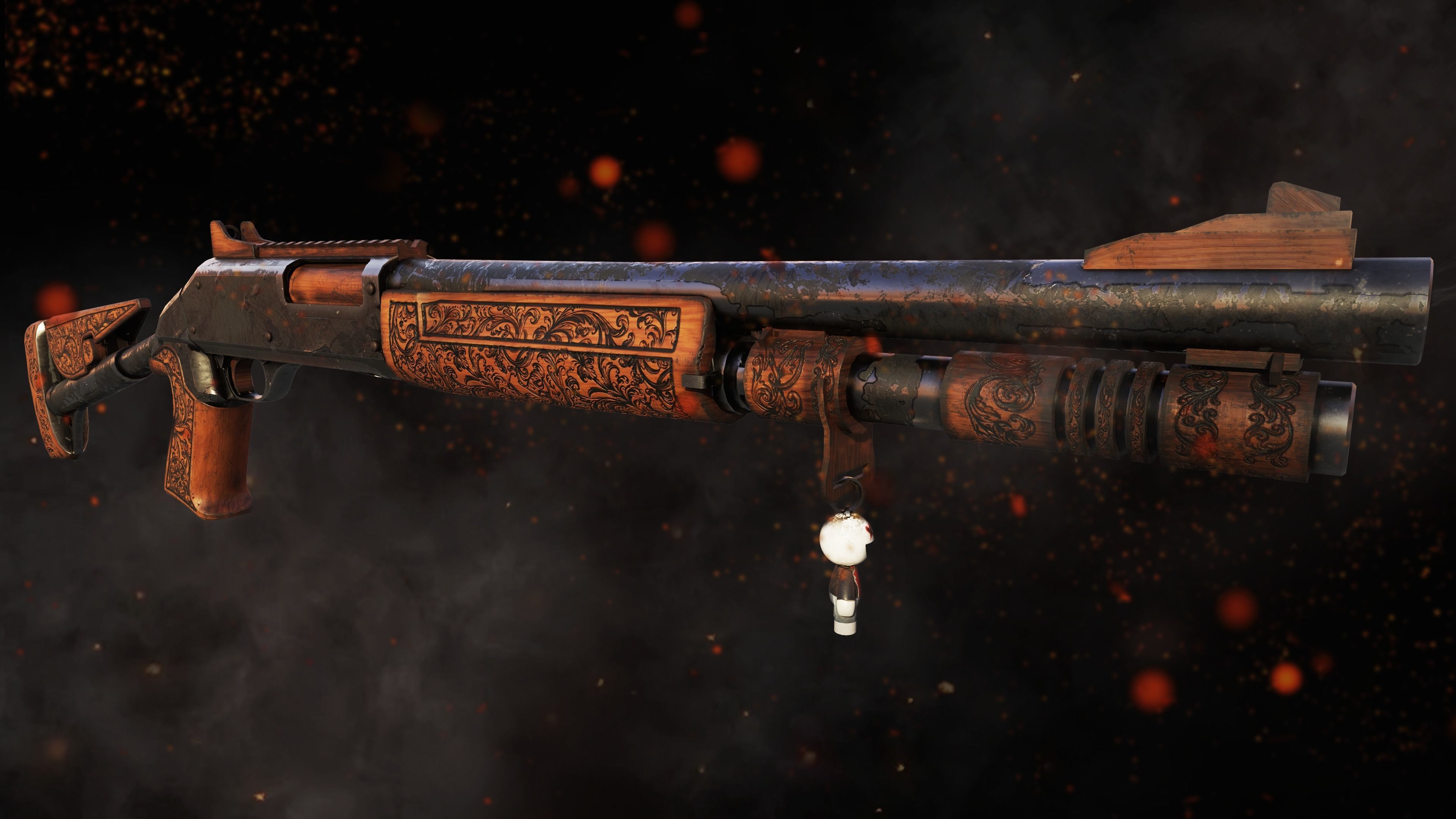 Custom Benelli M4 Tactical Shotgun Low-poly 3D model_3