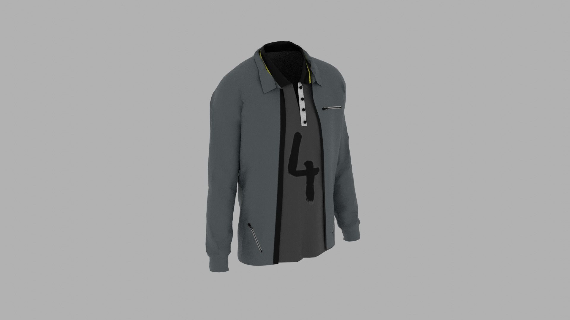 Jacket - T-shirt Low-poly 3D model_3