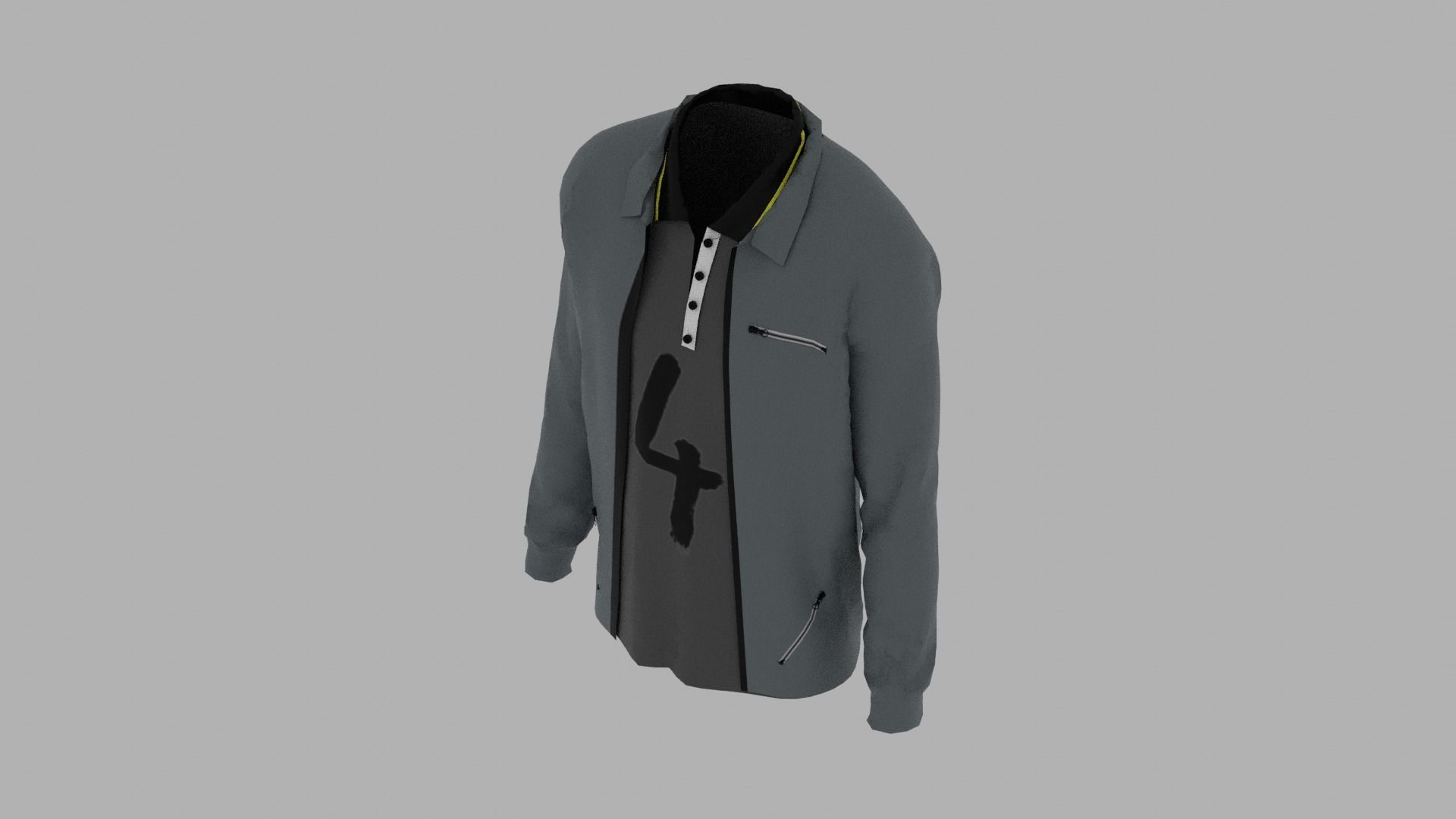 Jacket - T-shirt Low-poly 3D model_5