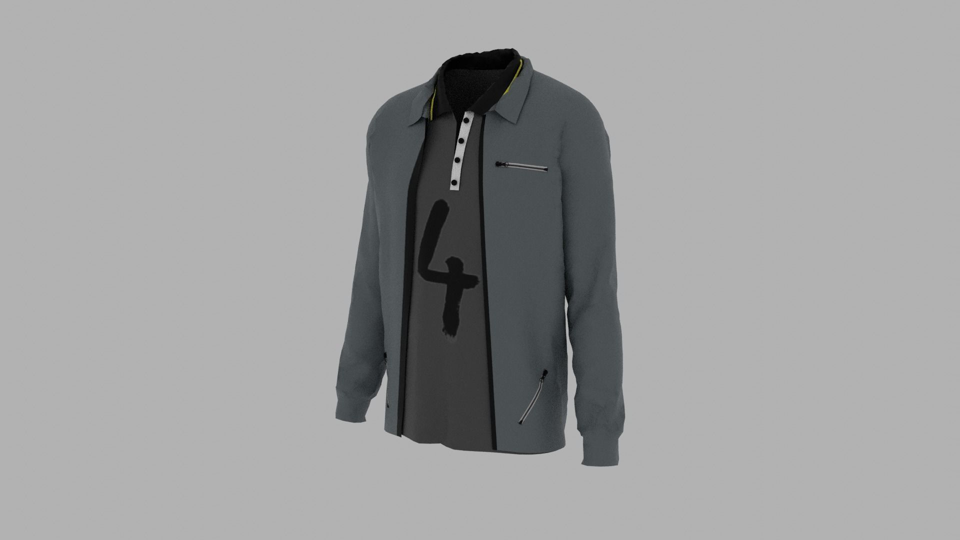 Jacket - T-shirt Low-poly 3D model_1