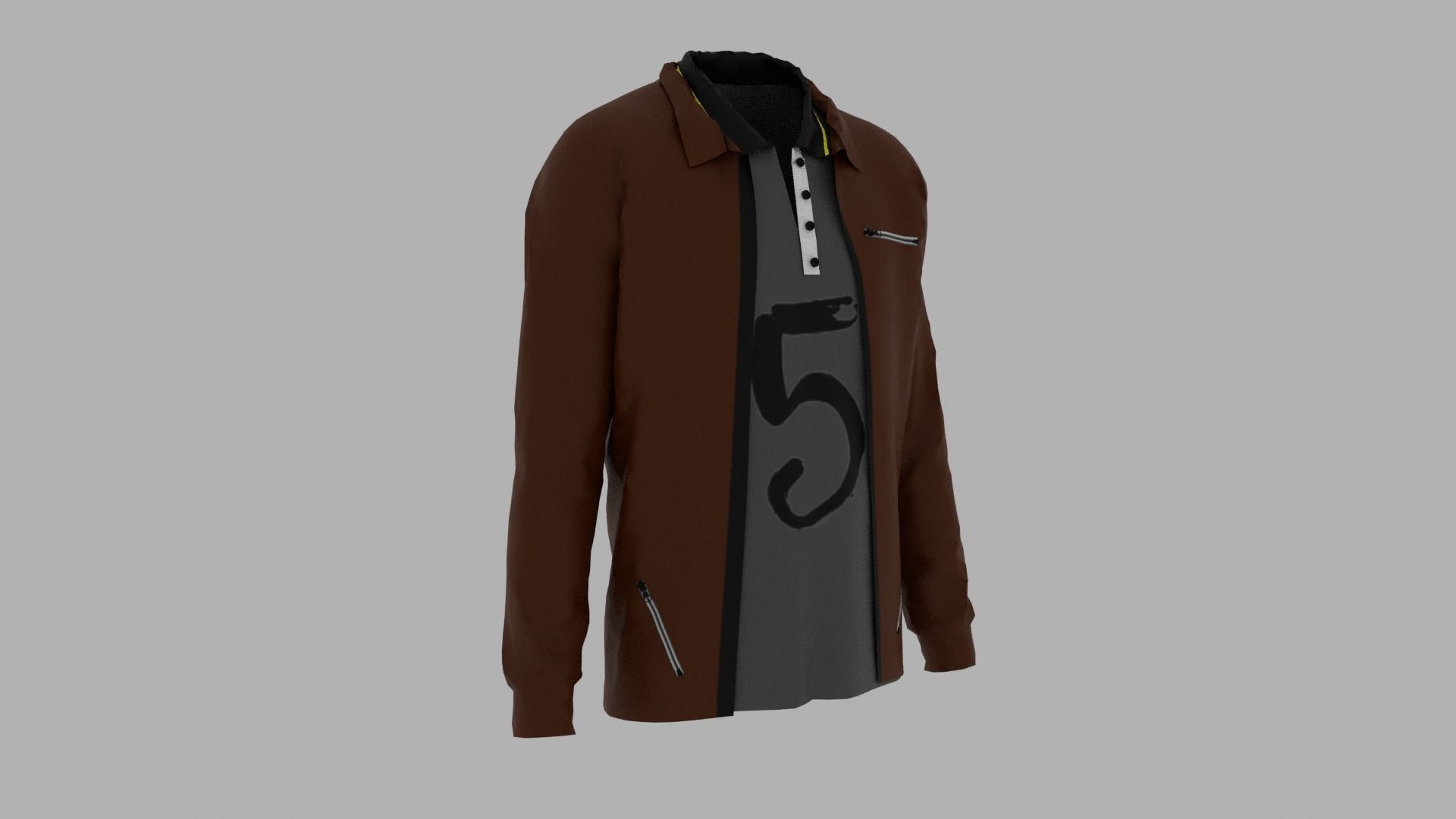 Jacket - T-shirt Low-poly 3D model_2