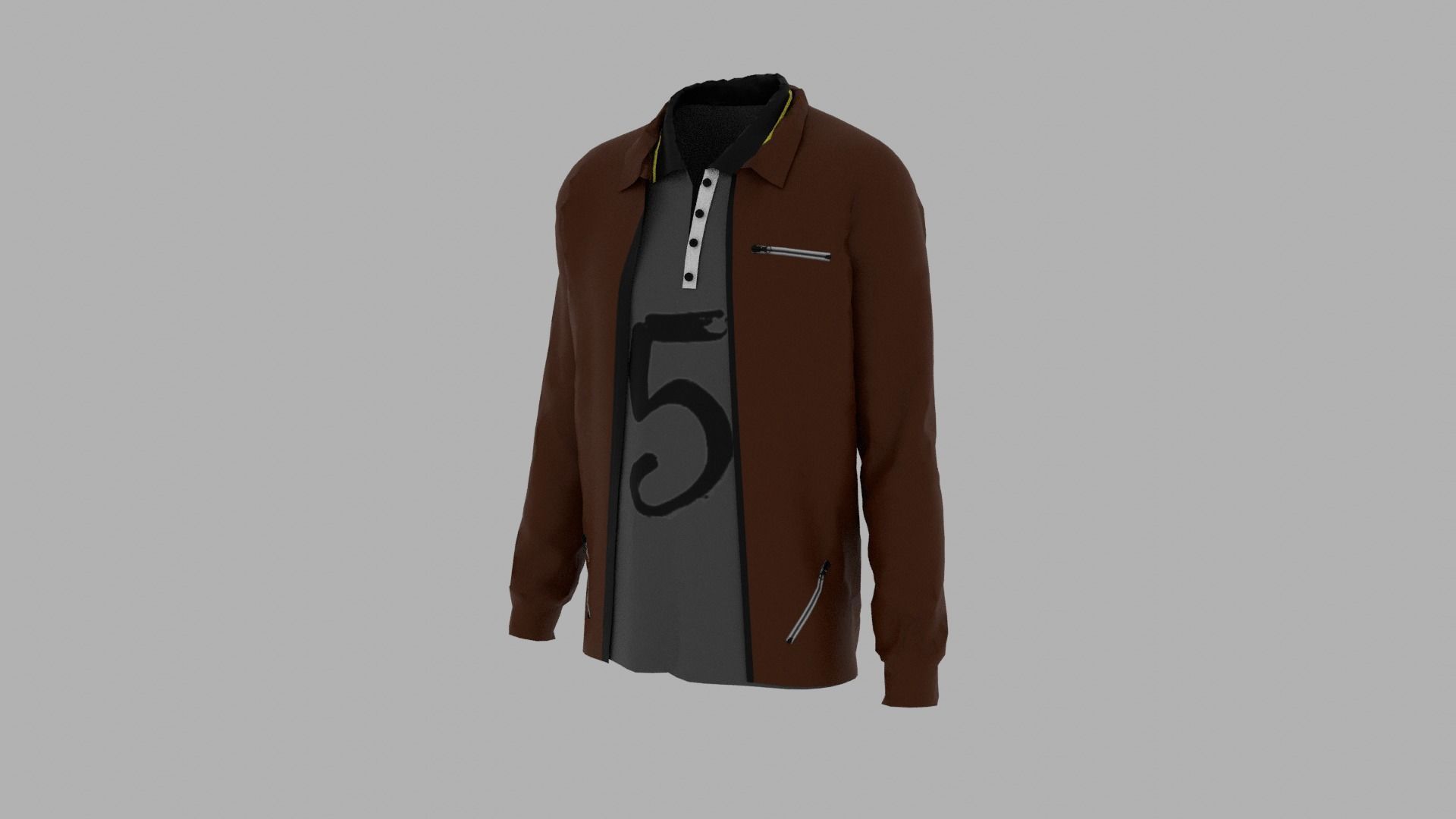 Jacket - T-shirt Low-poly 3D model_1