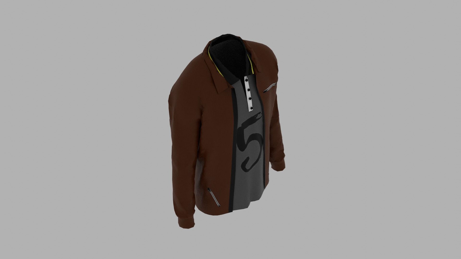 Jacket - T-shirt Low-poly 3D model_6
