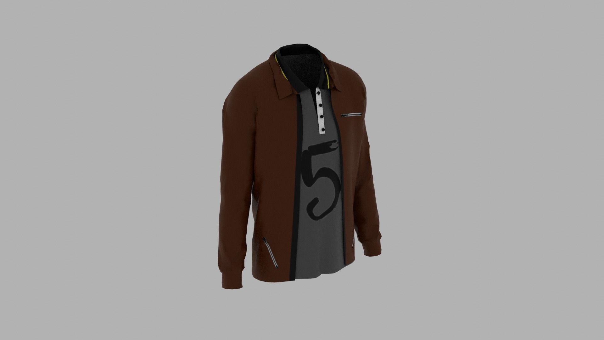 Jacket - T-shirt Low-poly 3D model_3