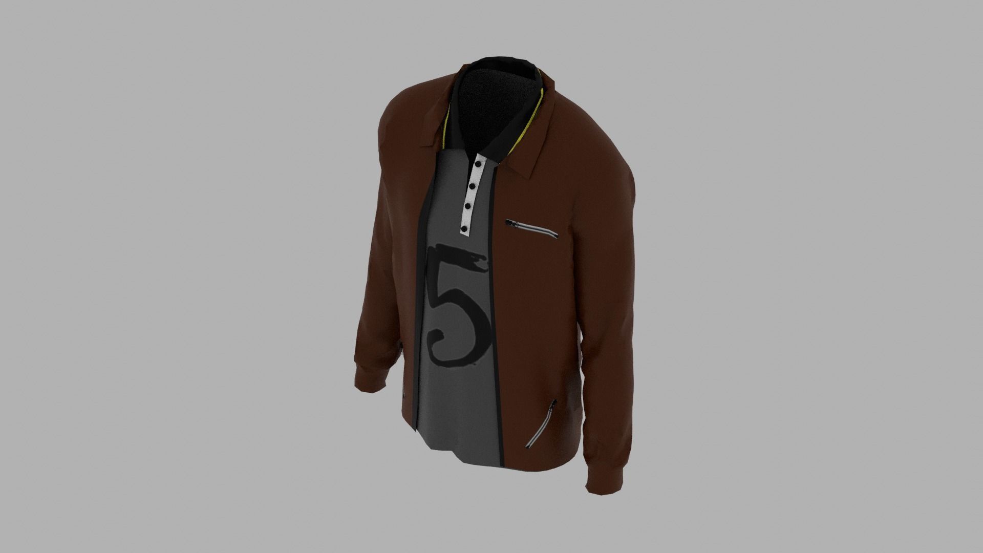 Jacket - T-shirt Low-poly 3D model_5