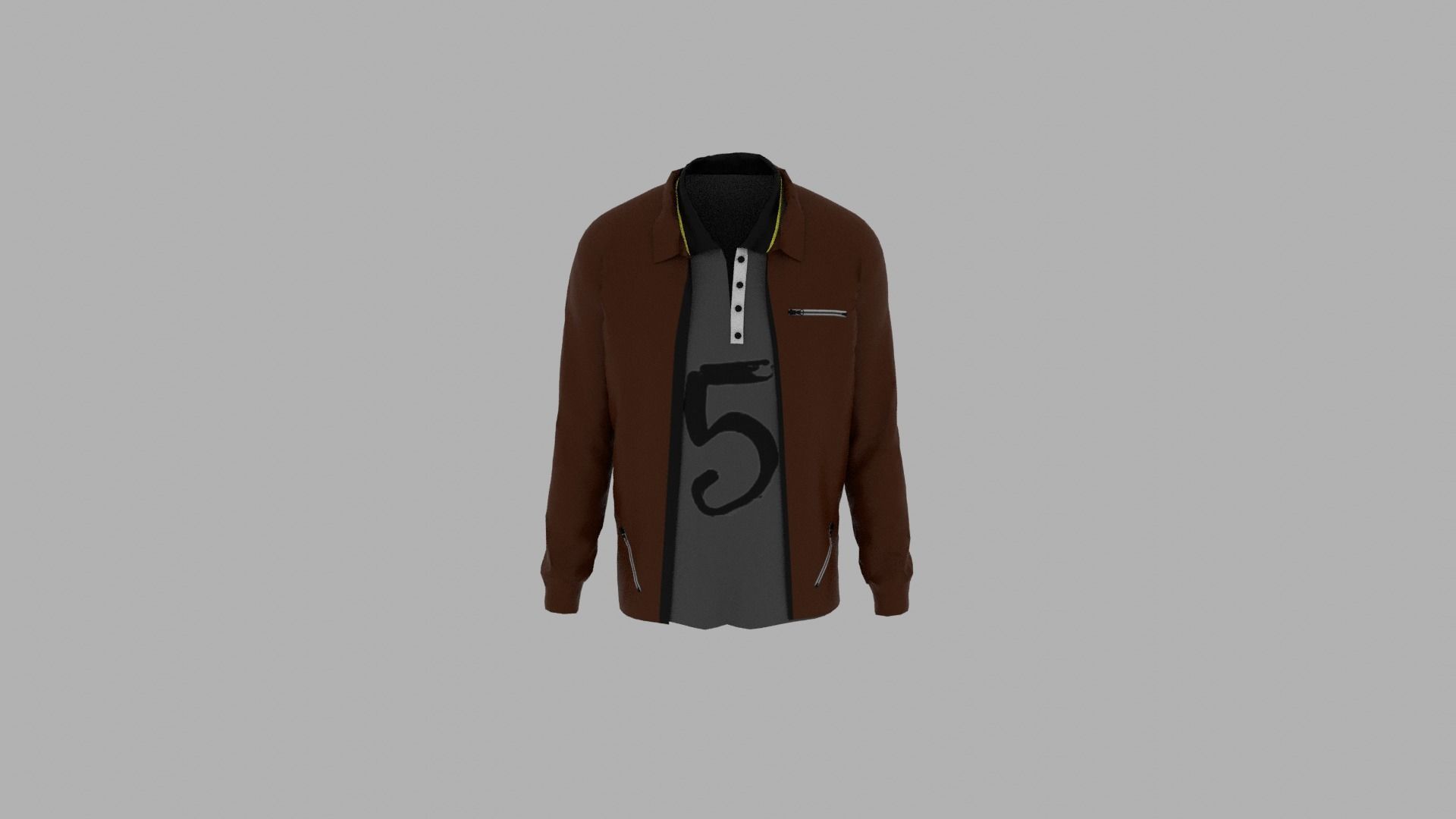 Jacket - T-shirt Low-poly 3D model_4