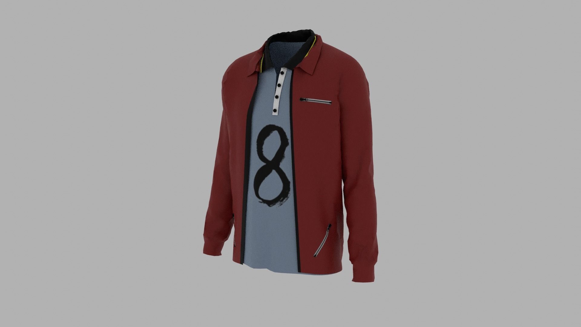 Jacket - T-shirt Low-poly 3D model_1