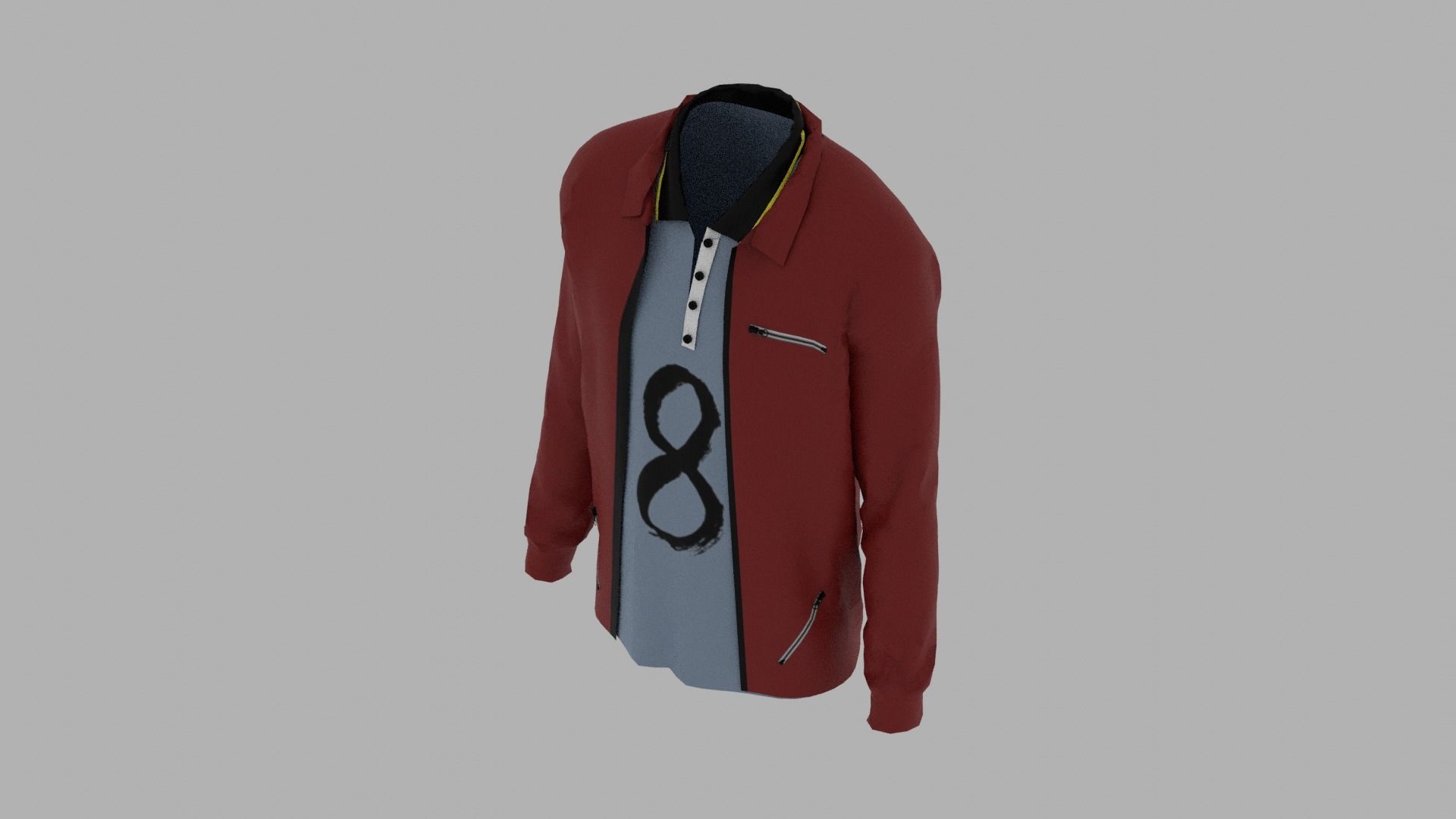 Jacket - T-shirt Low-poly 3D model_5