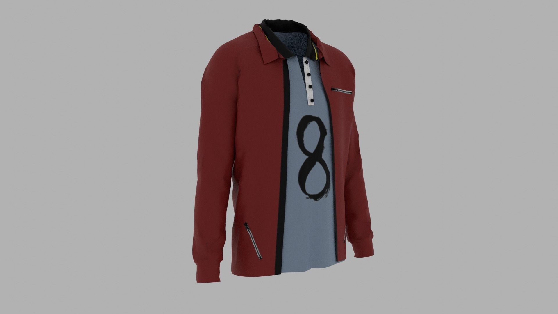 Jacket - T-shirt Low-poly 3D model_2