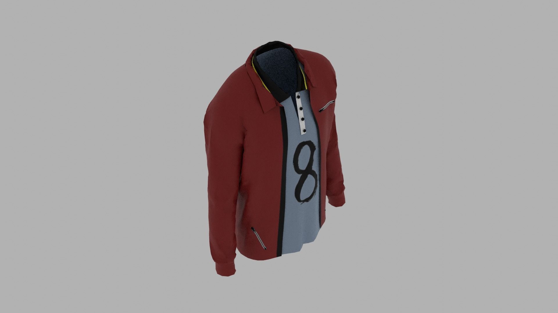 Jacket - T-shirt Low-poly 3D model_6