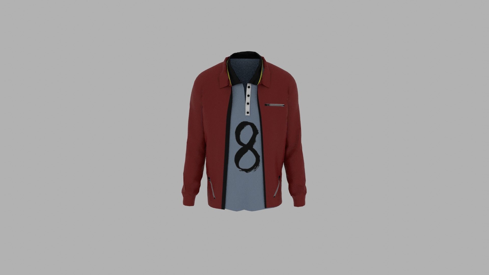 Jacket - T-shirt Low-poly 3D model_4