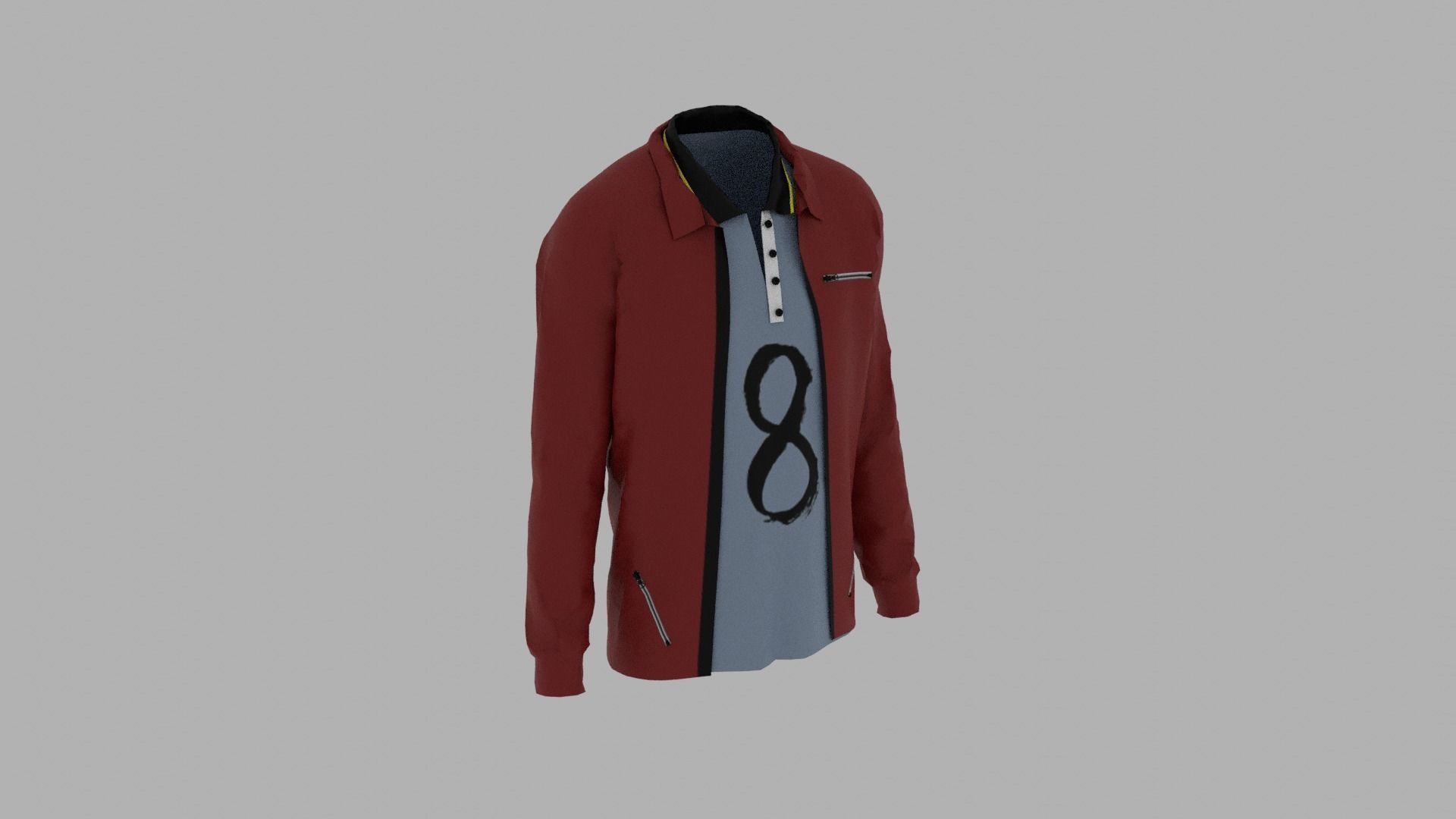 Jacket - T-shirt Low-poly 3D model_3