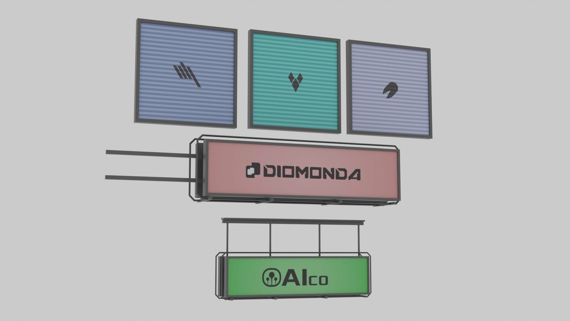 Cyberpunk Signs Low-poly 3D model_6