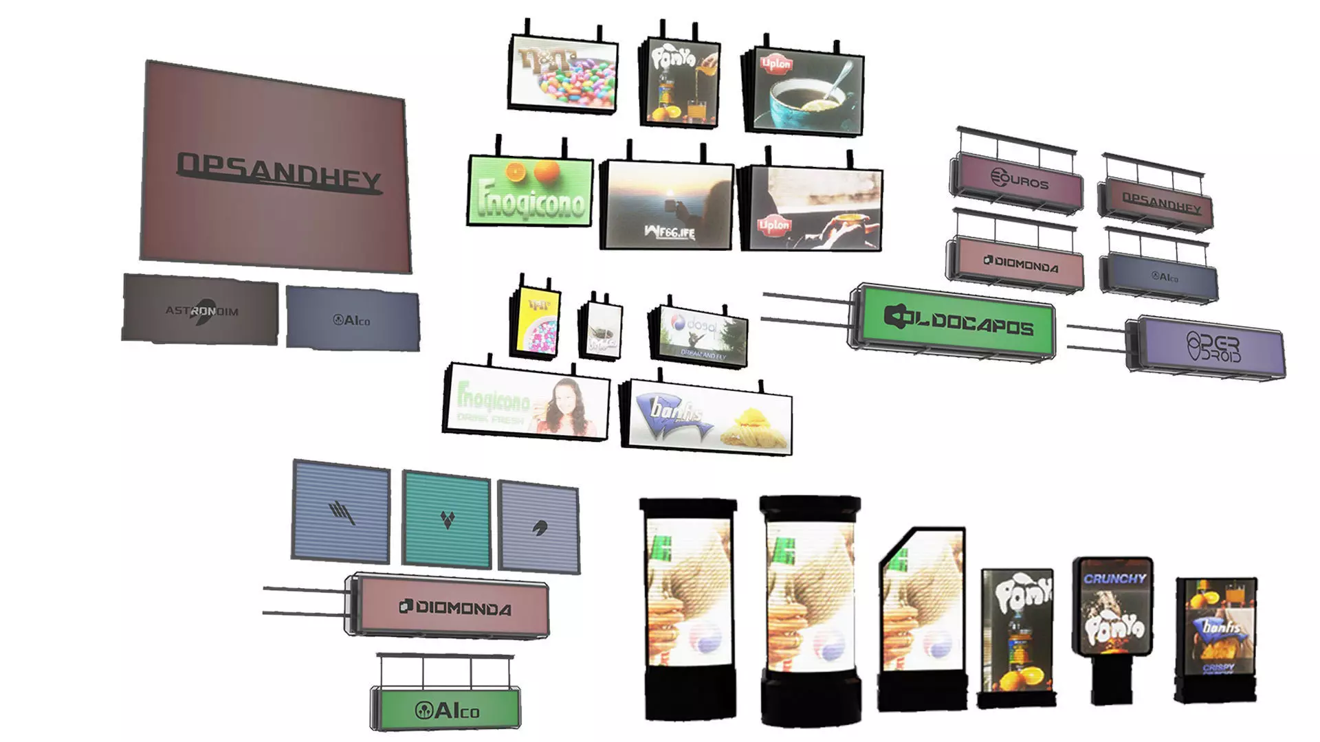 Cyberpunk Signs Low-poly 3D model_0