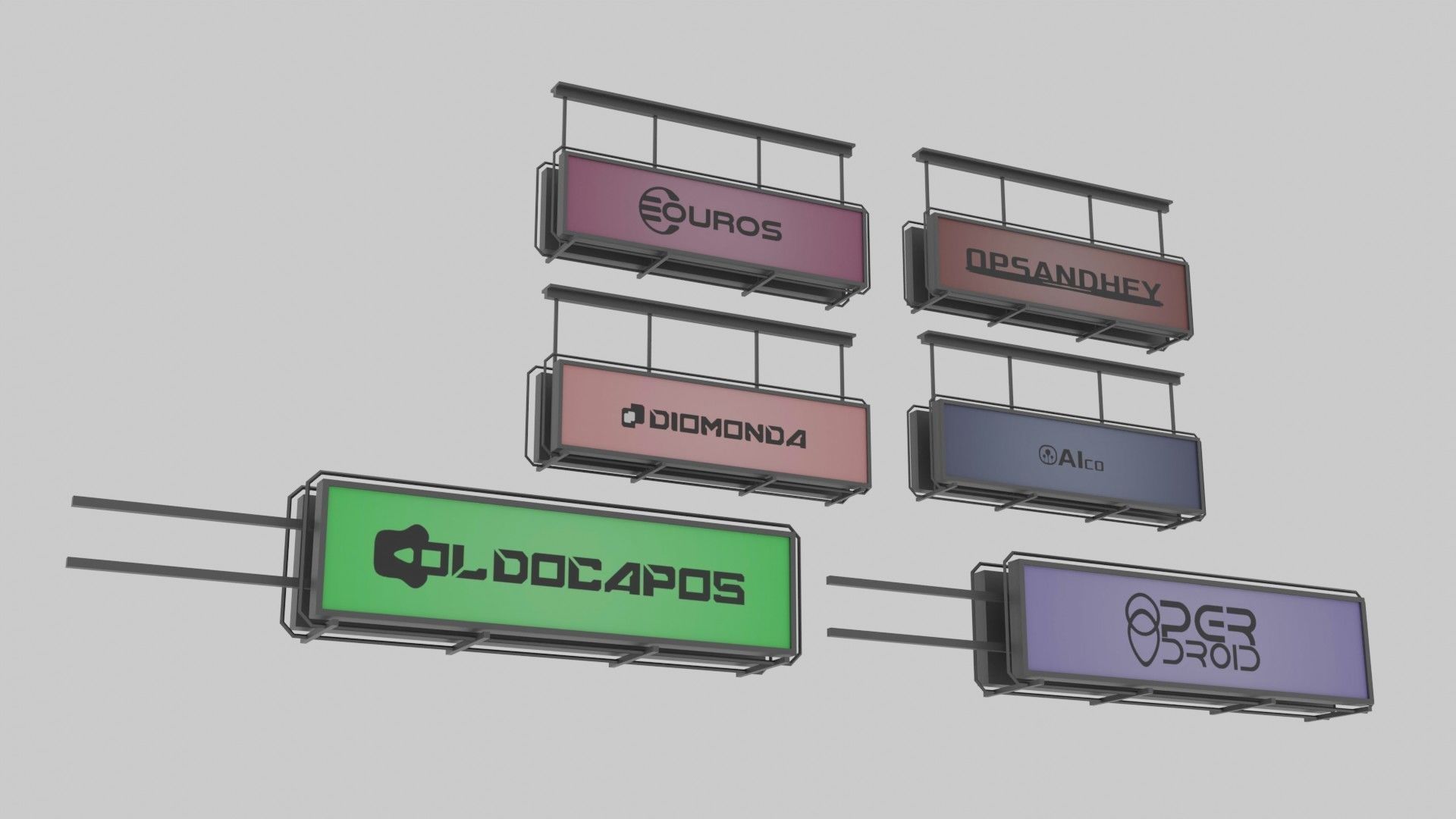 Cyberpunk Signs Low-poly 3D model_5