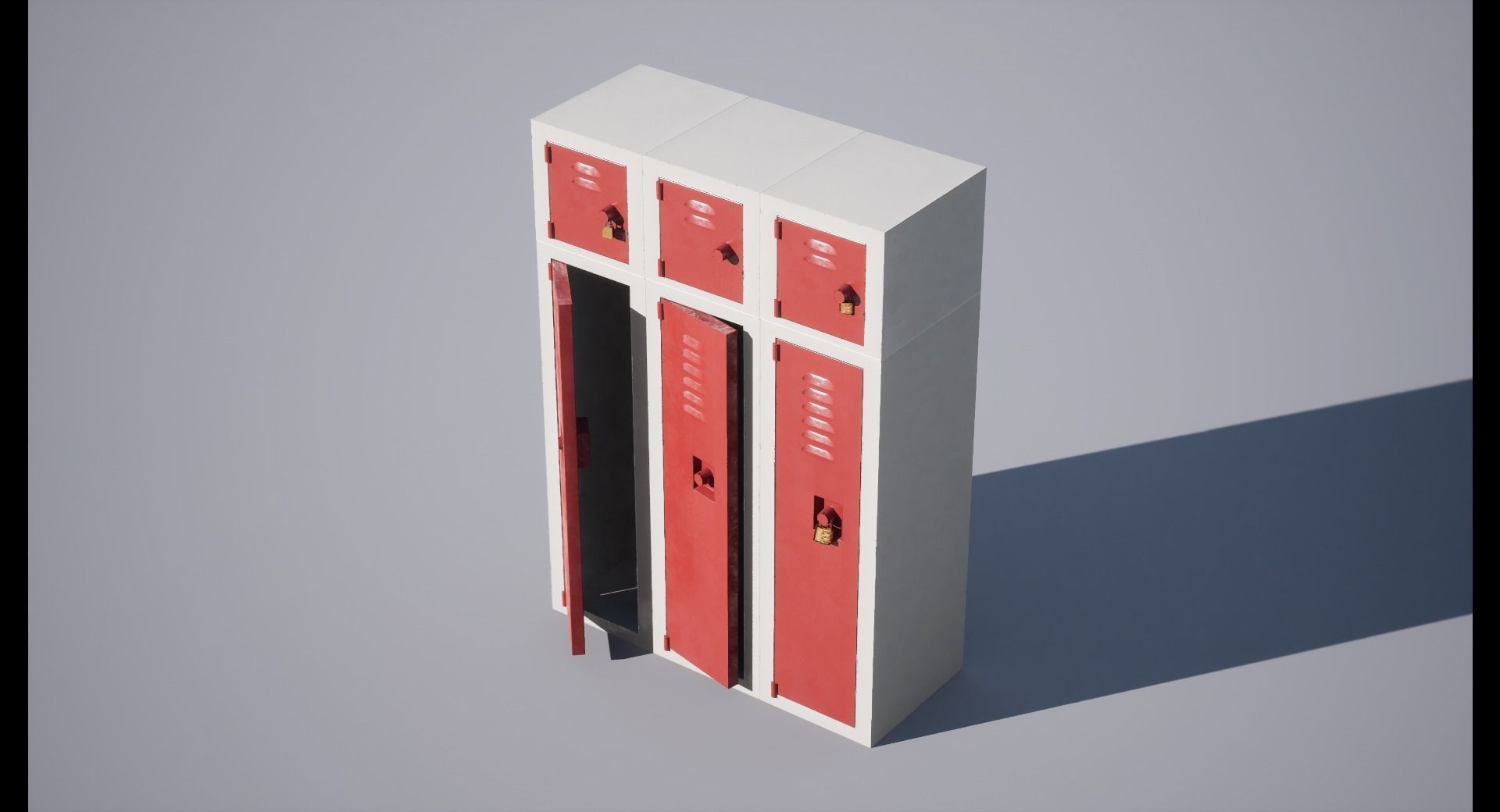 Locker lockers Low-poly 3D model_2