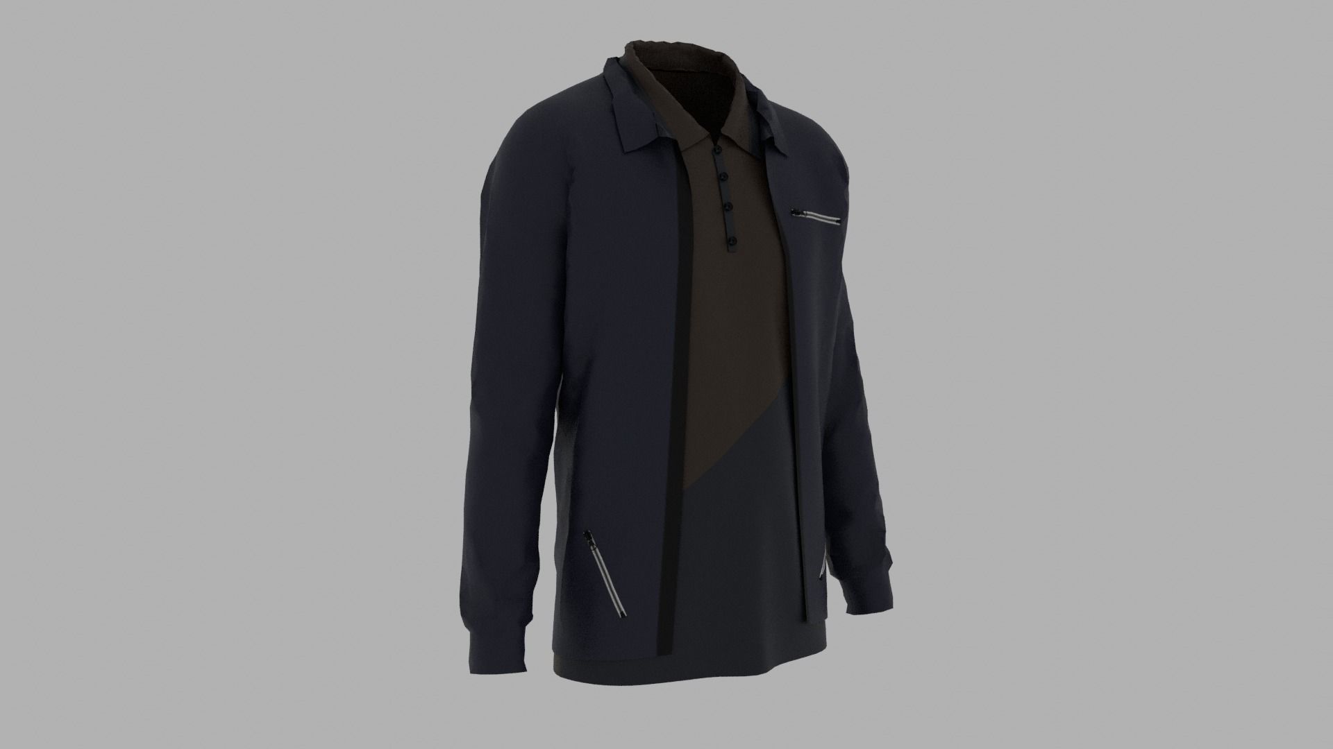 Jacket - T-shirt Low-poly 3D model_2