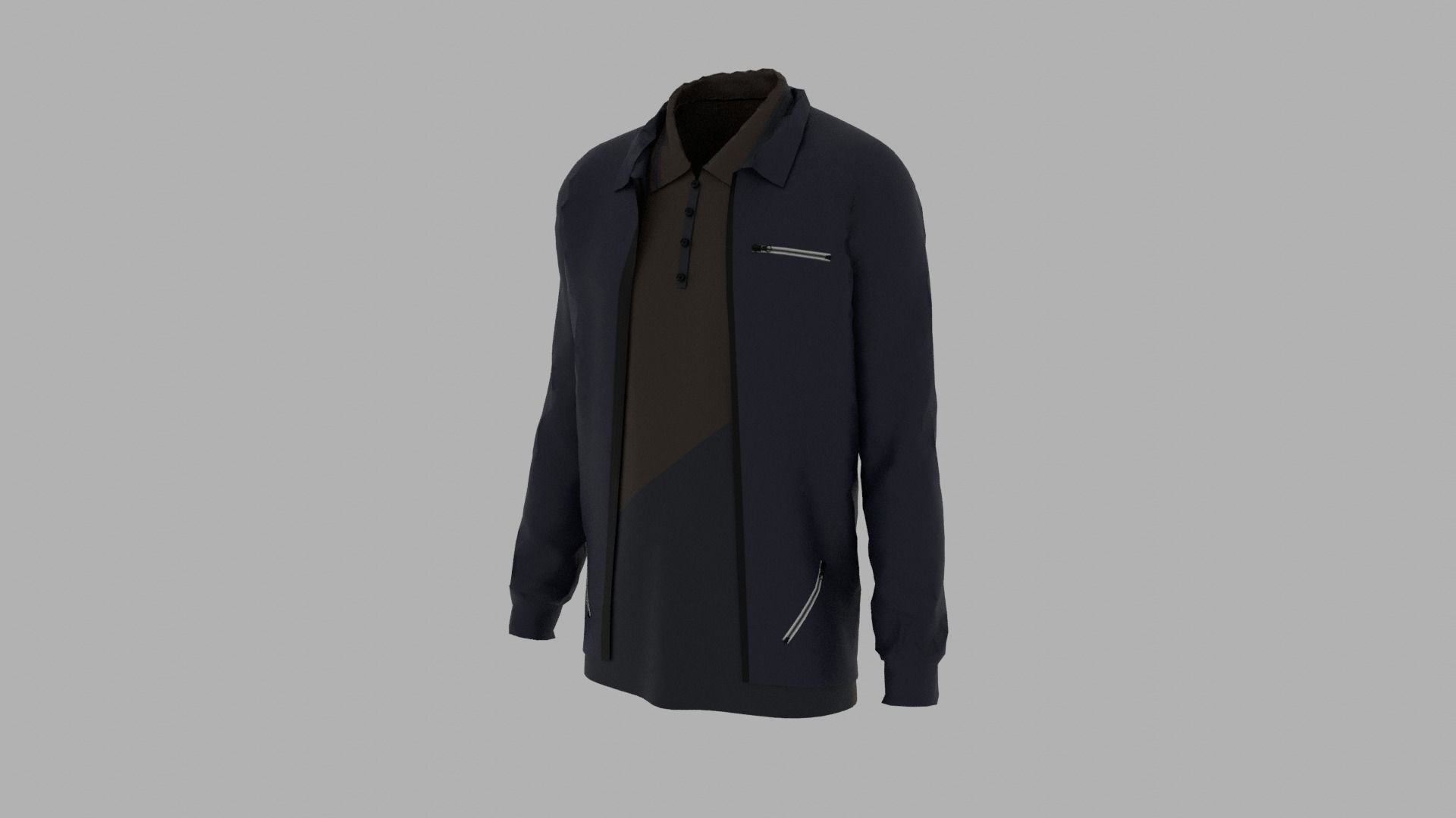 Jacket - T-shirt Low-poly 3D model_1