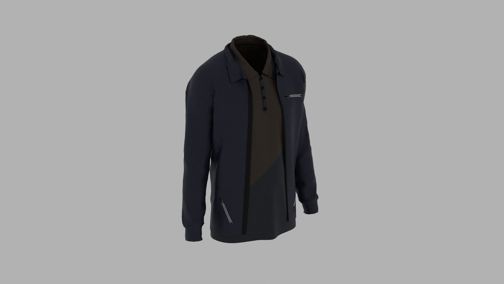 Jacket - T-shirt Low-poly 3D model_3