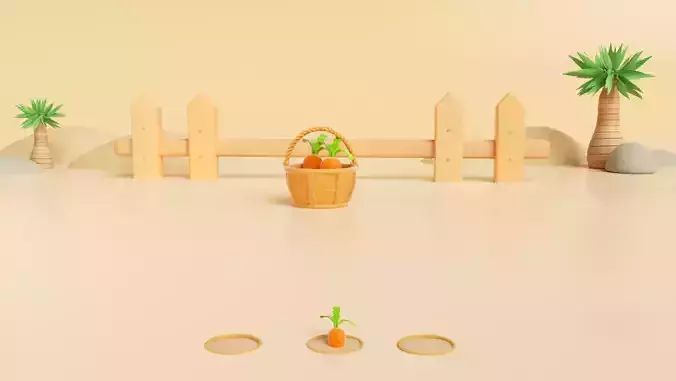 cartoon carrot farm 3D model