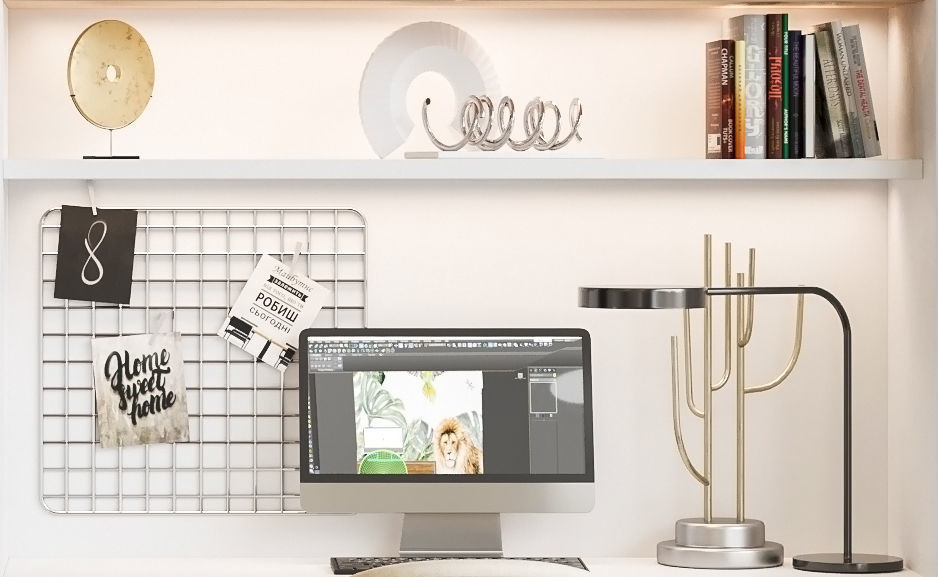 Children wardrobe with a workplace for lessons 3D model_4