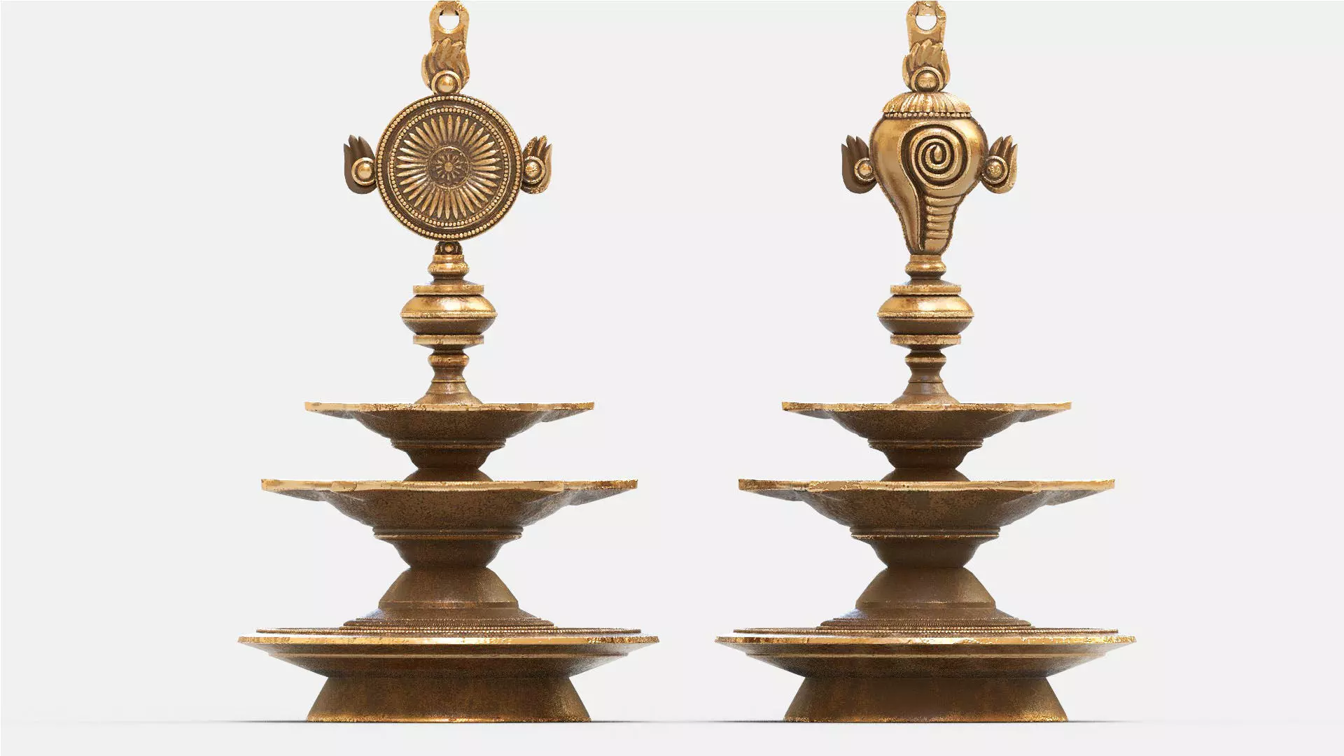 oil lamp shanku chakra balaji  3D model_0