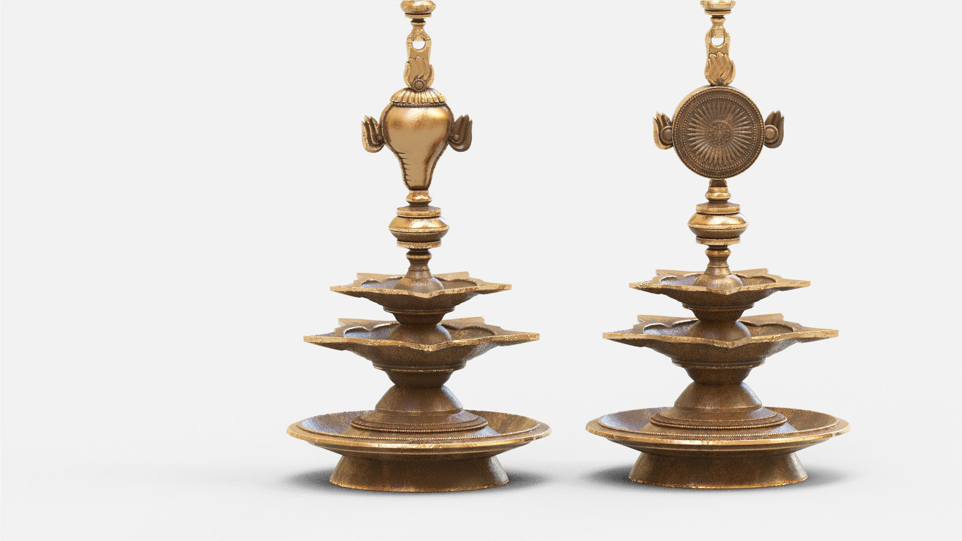 oil lamp shanku chakra balaji  3D model_9