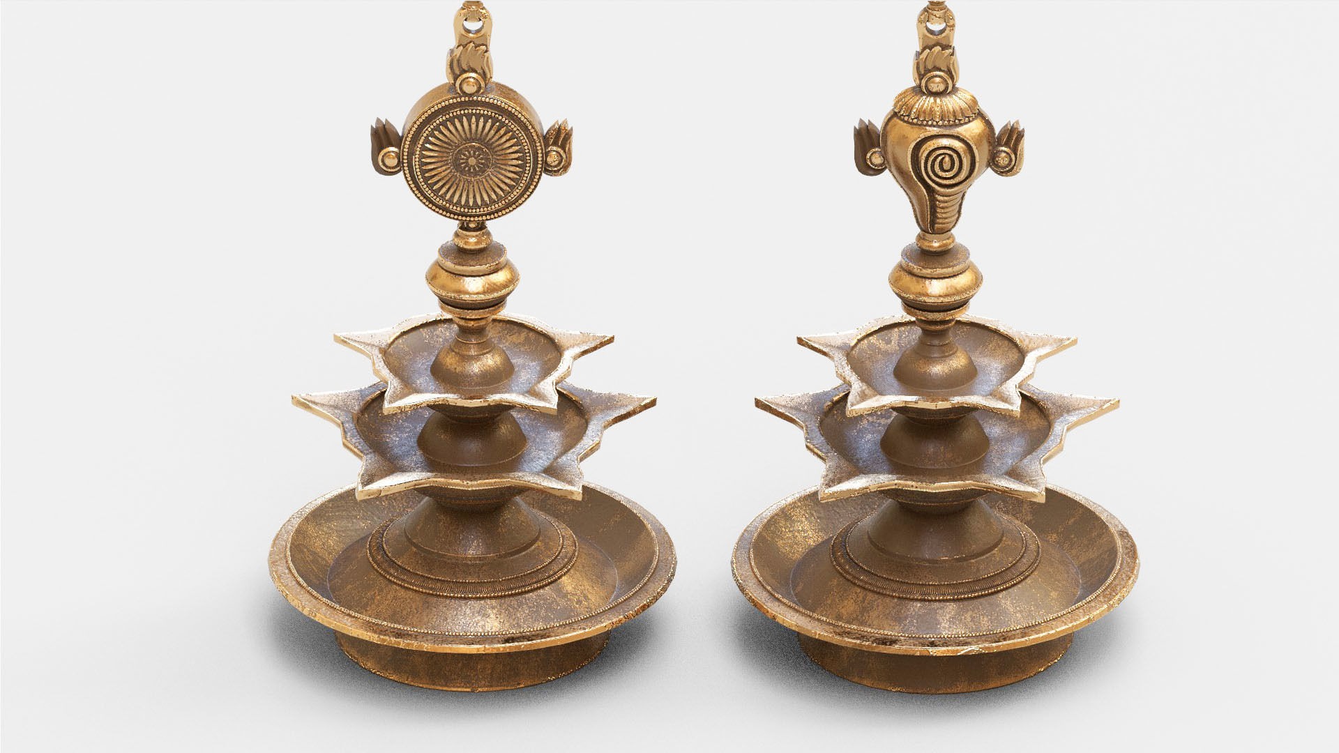 oil lamp shanku chakra balaji  3D model_7