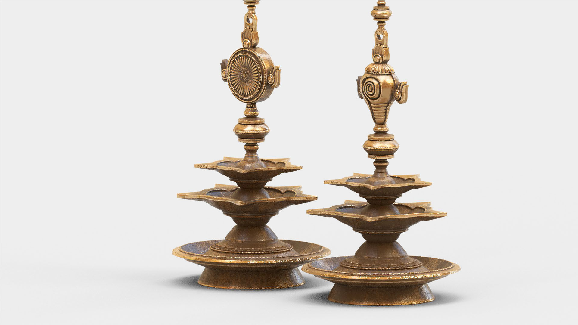 oil lamp shanku chakra balaji  3D model_8