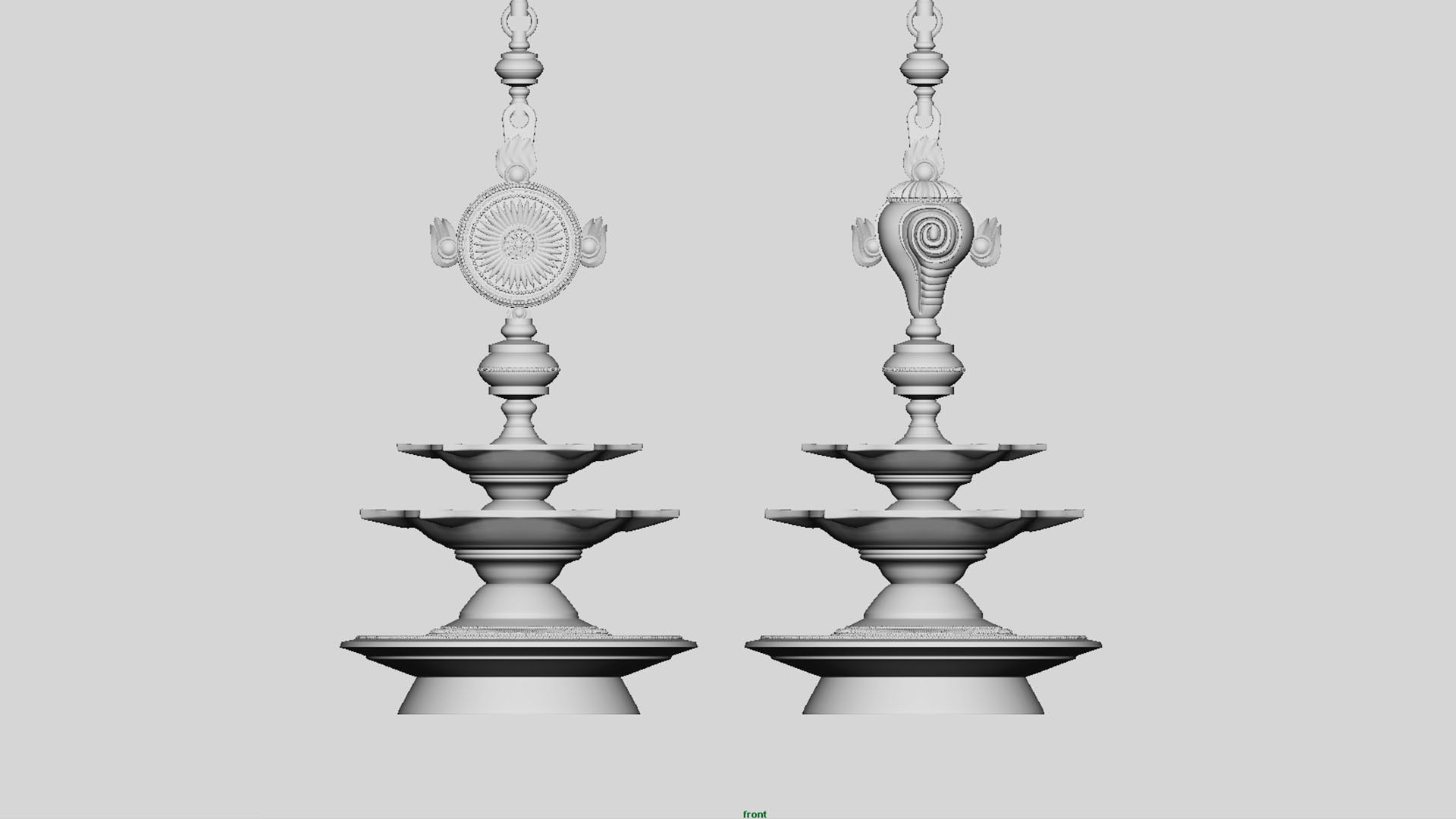 oil lamp shanku chakra balaji  3D model_1